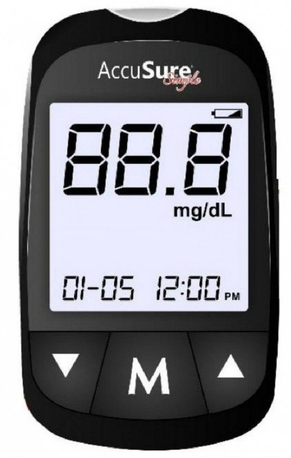 AccuSure Simple Blood Glucose Monitoring With 25 Strips Glucometer