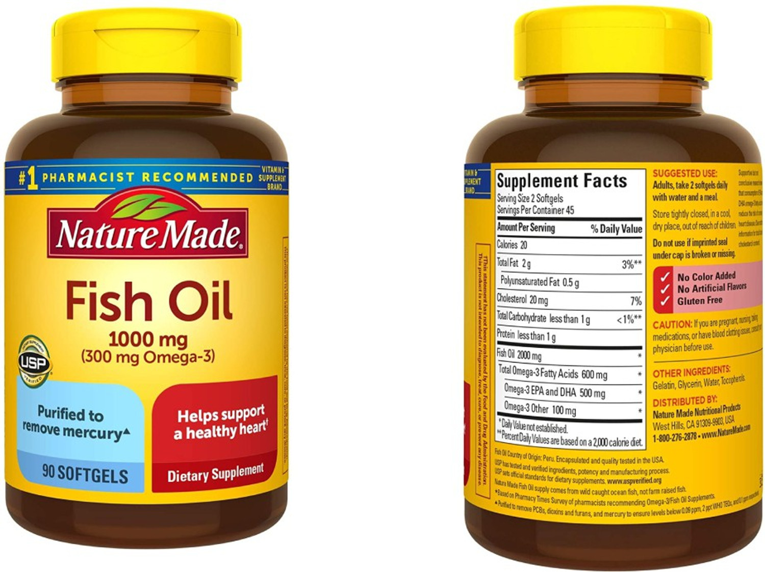 Image of Nature Made Fish Oil,1000 mg, 300 mg OMEGA-3, 90 Softgels