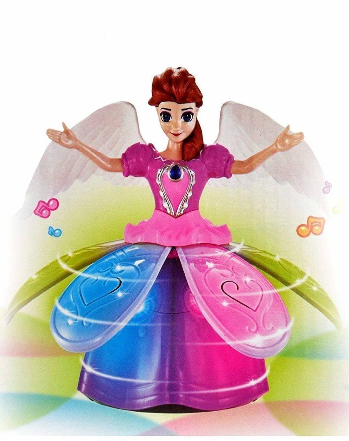 Aarya Little kids playing dancing musical 360 degree rotating Princess Dancing Doll and Rotating Angel Girl Flashing 3D Lights with Musical Toys for Kids Girls special for kids birthday gift