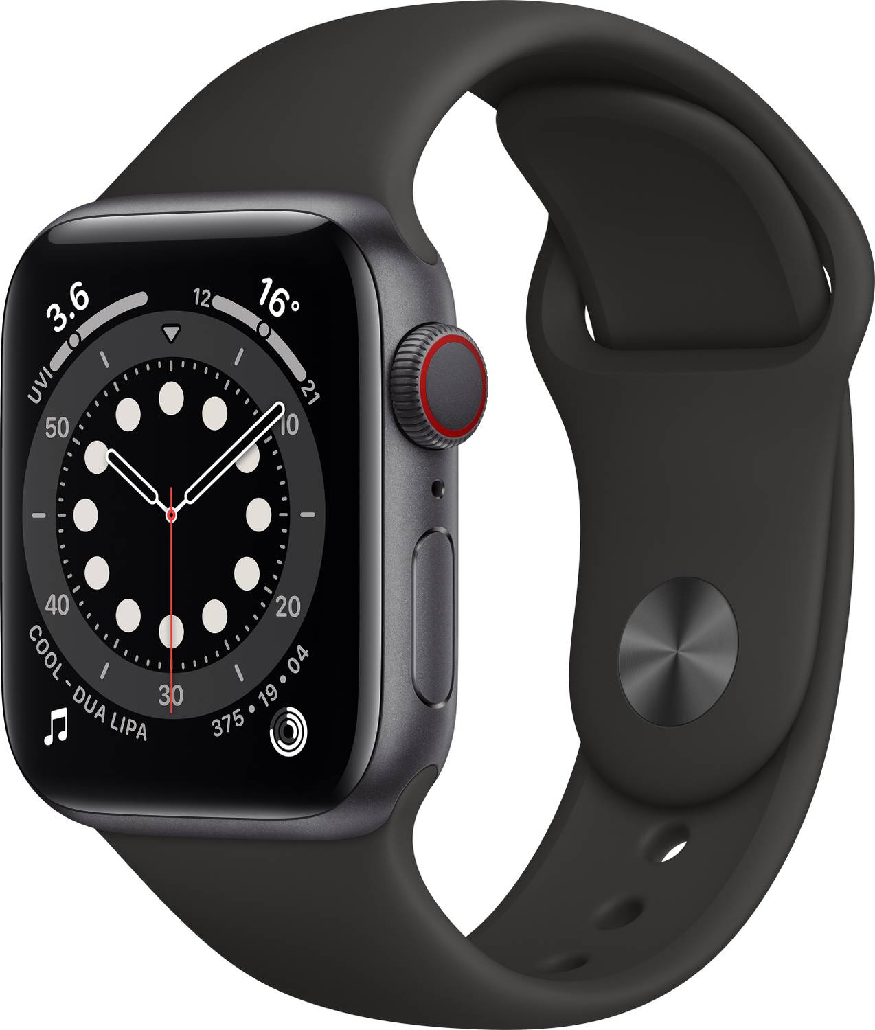 Apple Watch Series 6 GPS + Cellular (Black Strap, Regular)