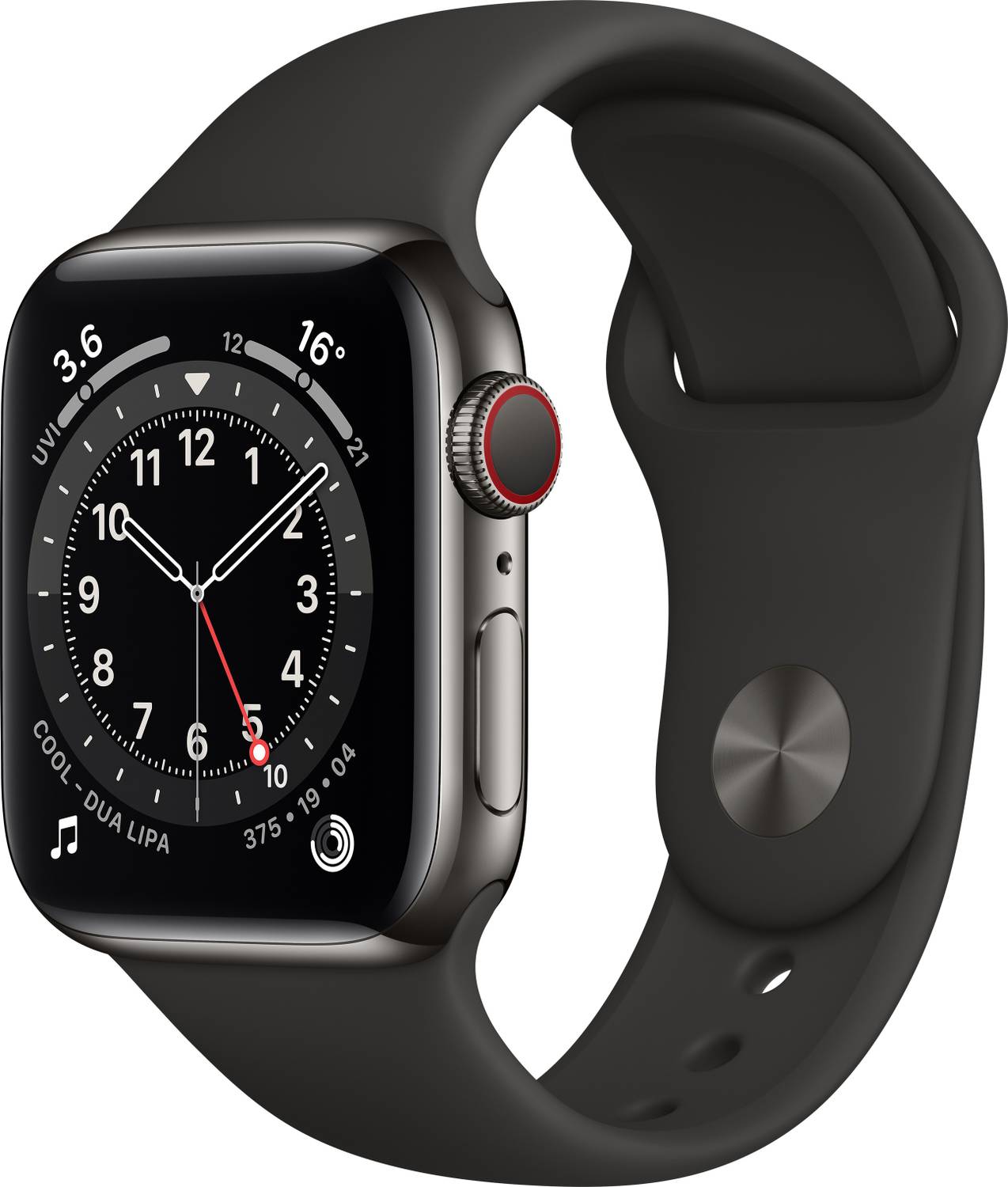 Apple Watch Series 6 GPS + Cellular (Black Strap, Regular)