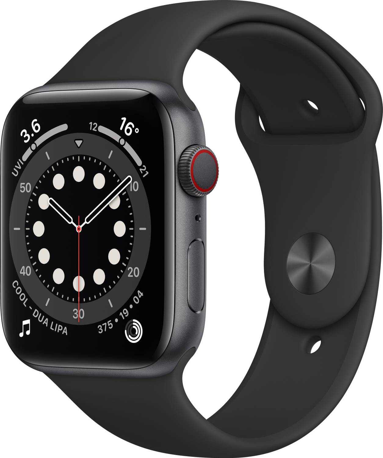 Apple Watch Series 6 GPS + Cellular (Black Strap, Regular)