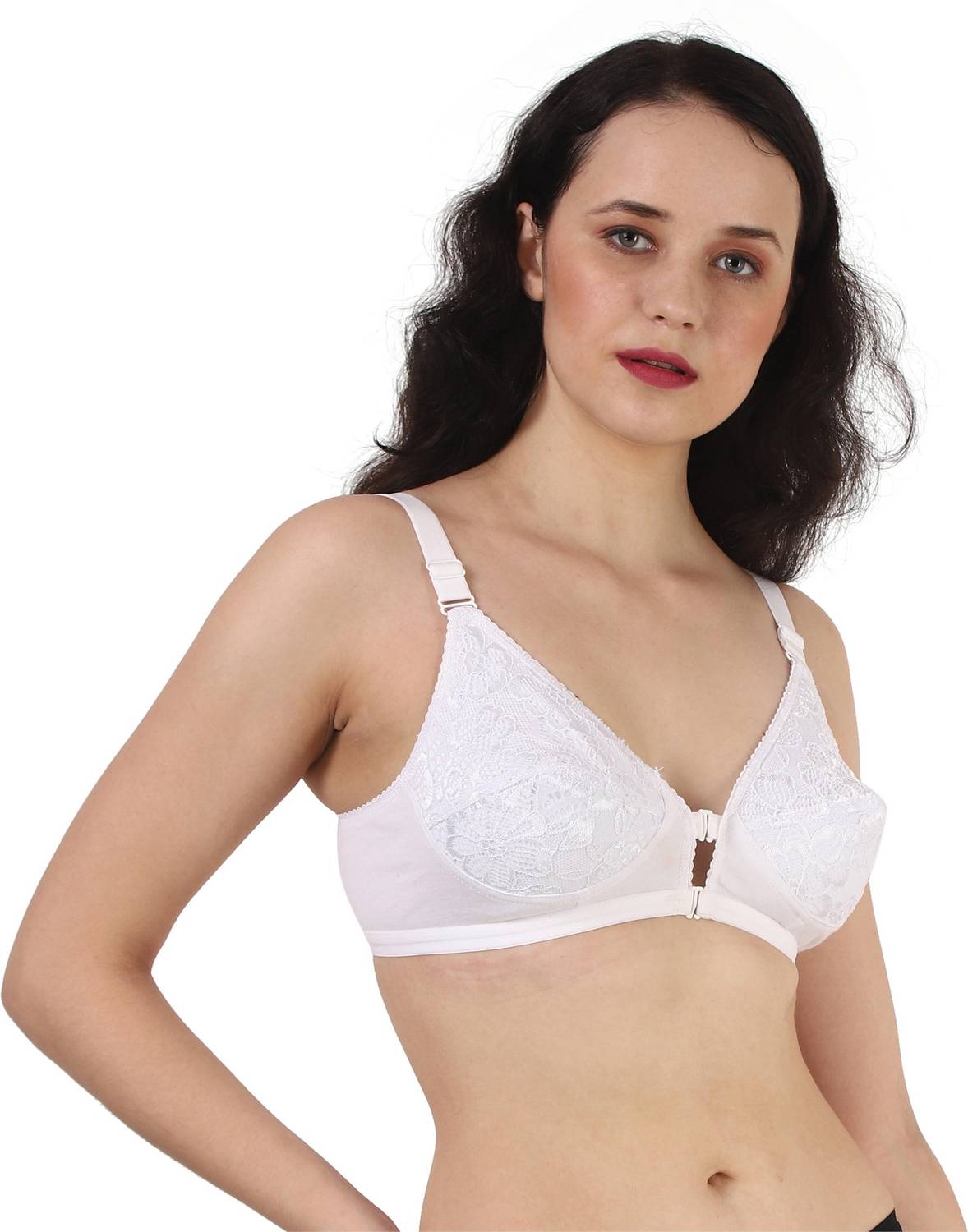 BENCOMM Front Open Mastectomy Cancer Pocket Bra One Piece (Size - 34) Women T-Shirt Non Padded Bra