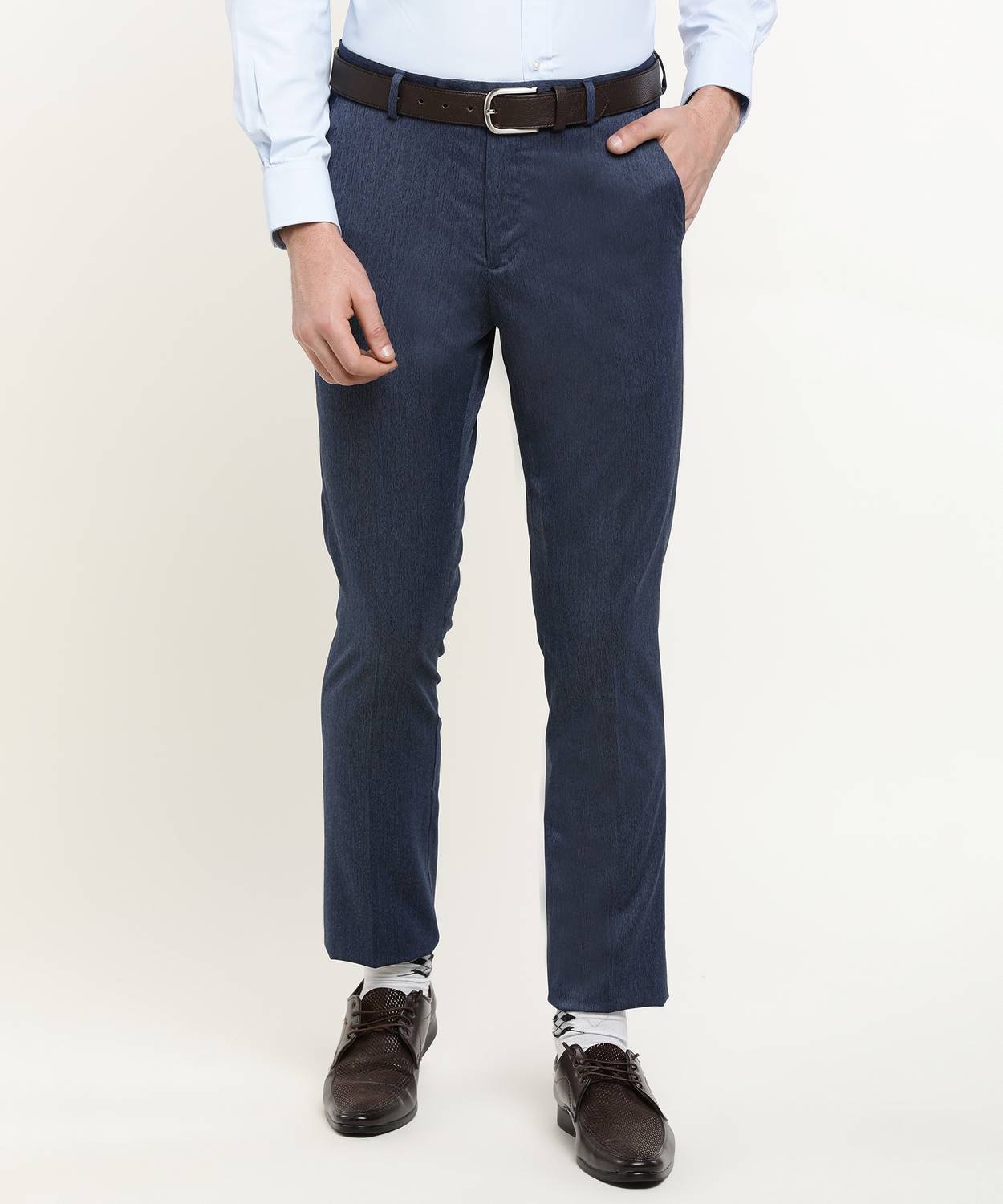 ARROW Slim Fit Men Blue Trousers