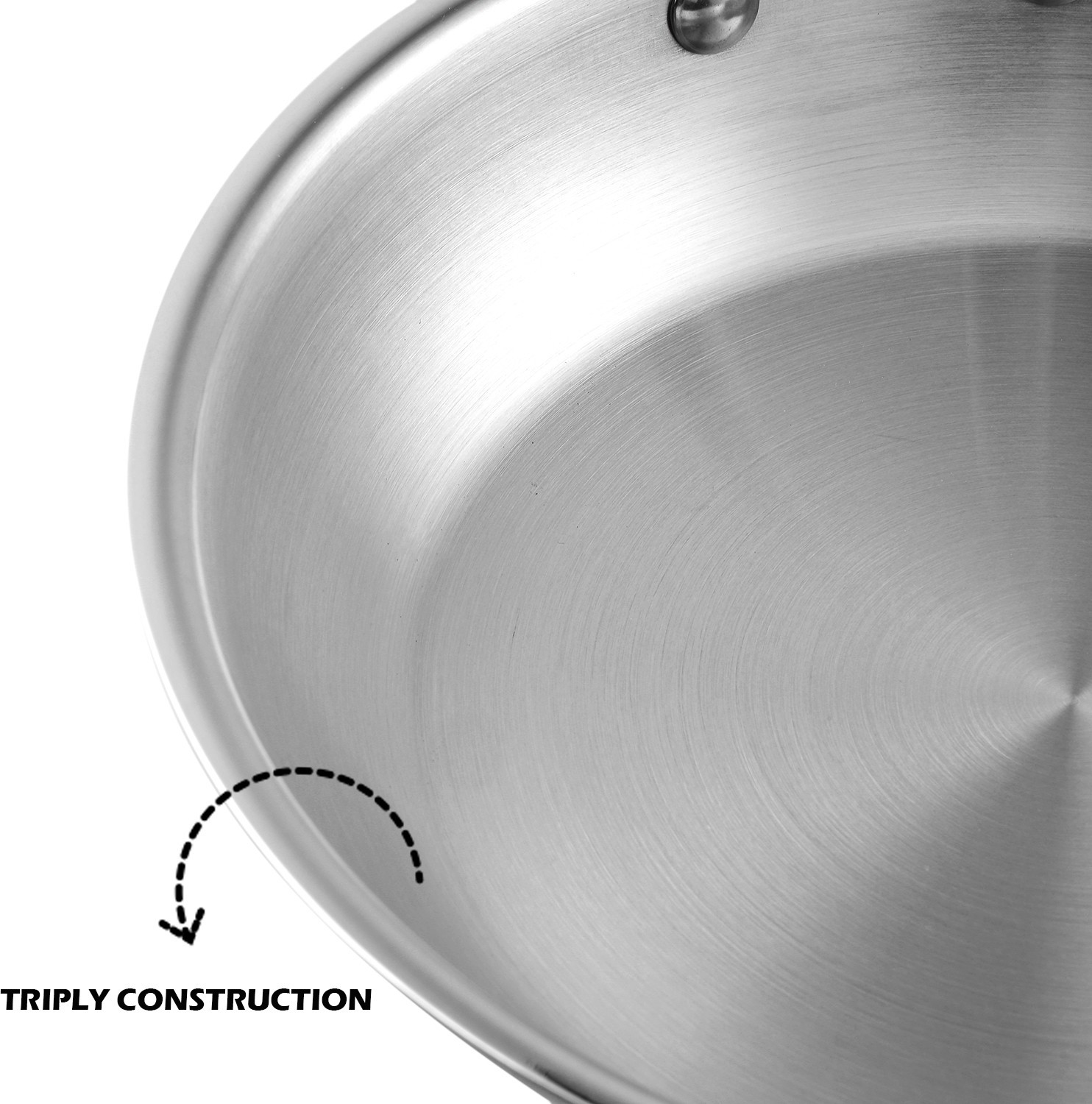 Image of VINOD Platinum Triply Stainless Steel Frypan Fry Pan 24 cm diameter 2.5 L capacity