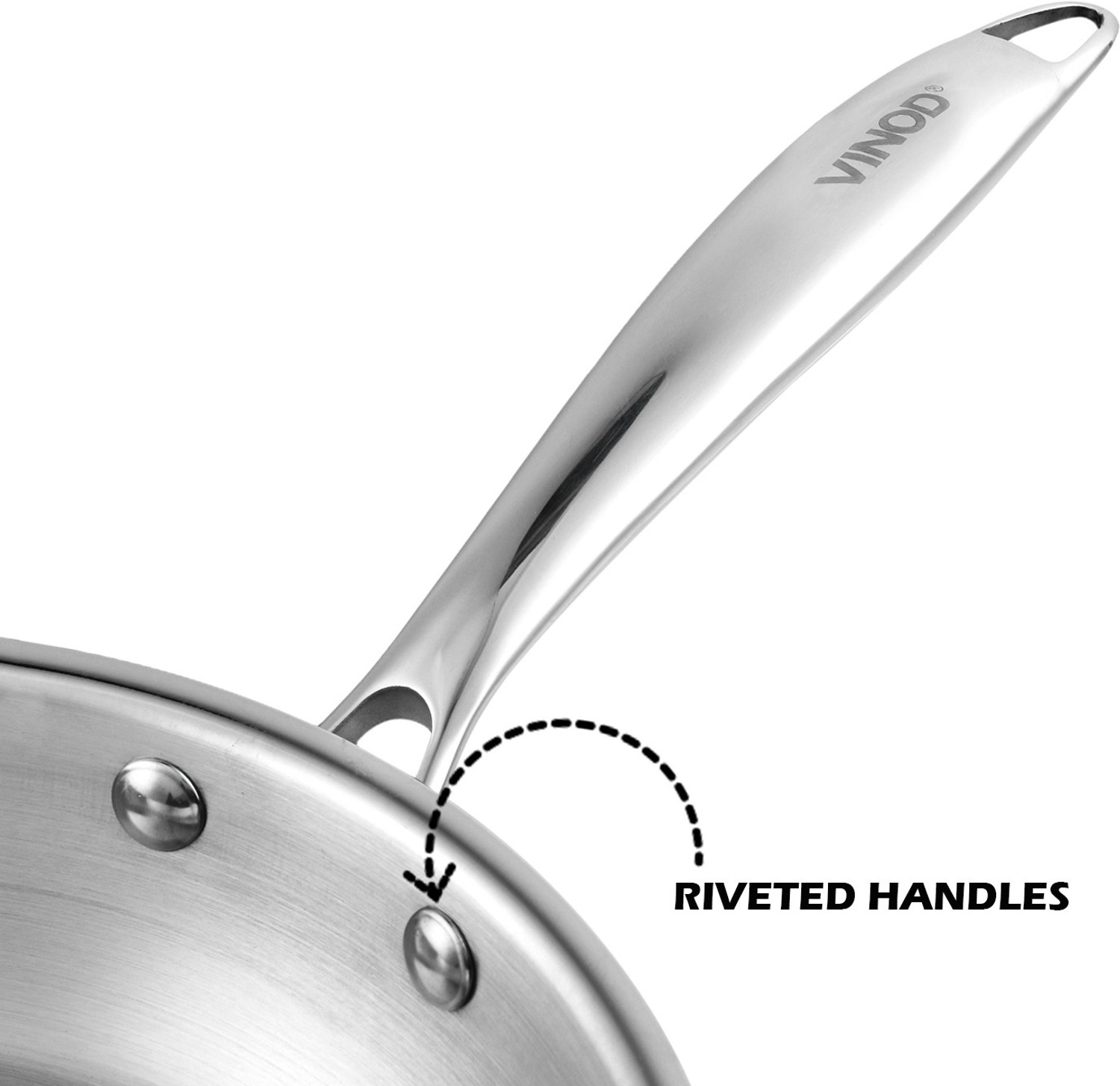 Image of VINOD Platinum Triply Stainless Steel Frypan Fry Pan 24 cm diameter 2.5 L capacity