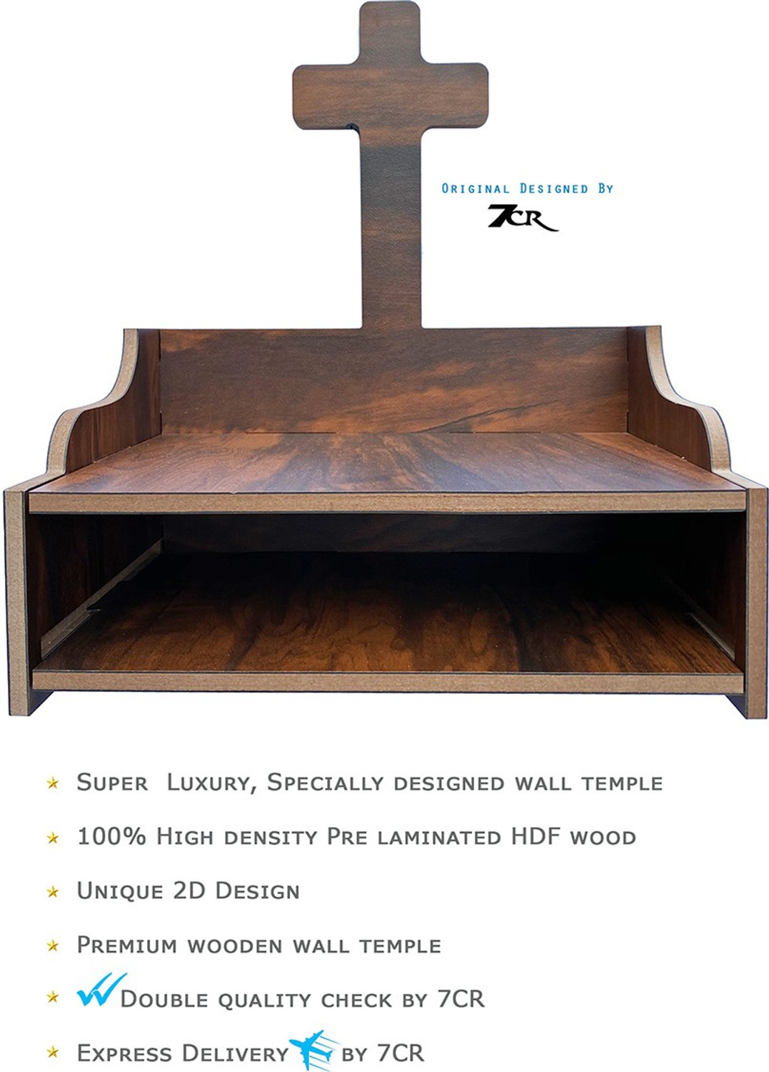 Image of 7CR New Chross Temple (WB) Wooden Wall Shelf