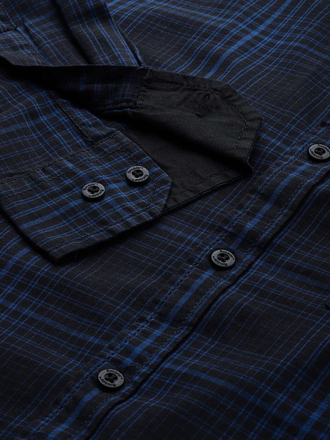 Image of Roadster Men Checkered Casual Black Shirt
