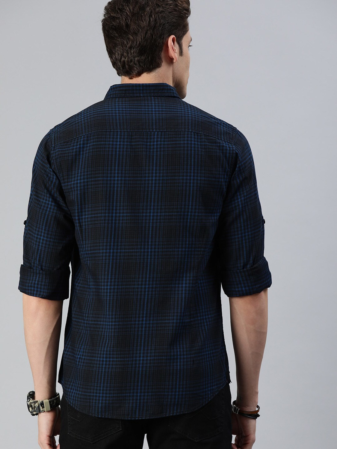 Image of Roadster Men Checkered Casual Black Shirt
