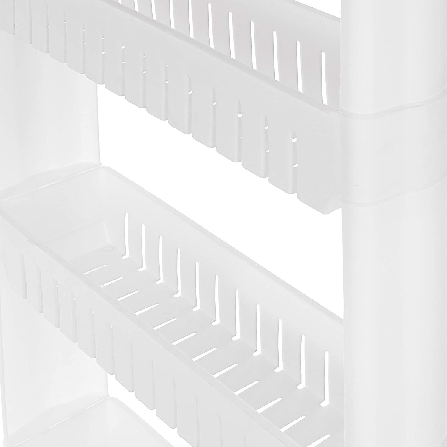 Image of QUISTAL 5 Layer Storage Organizer Multipurpose Slim Rack | White 5 Tier Utility Shelf with Wheels for Kitchen, Bedroom, Bathroom Plastic Kitchen Trolley