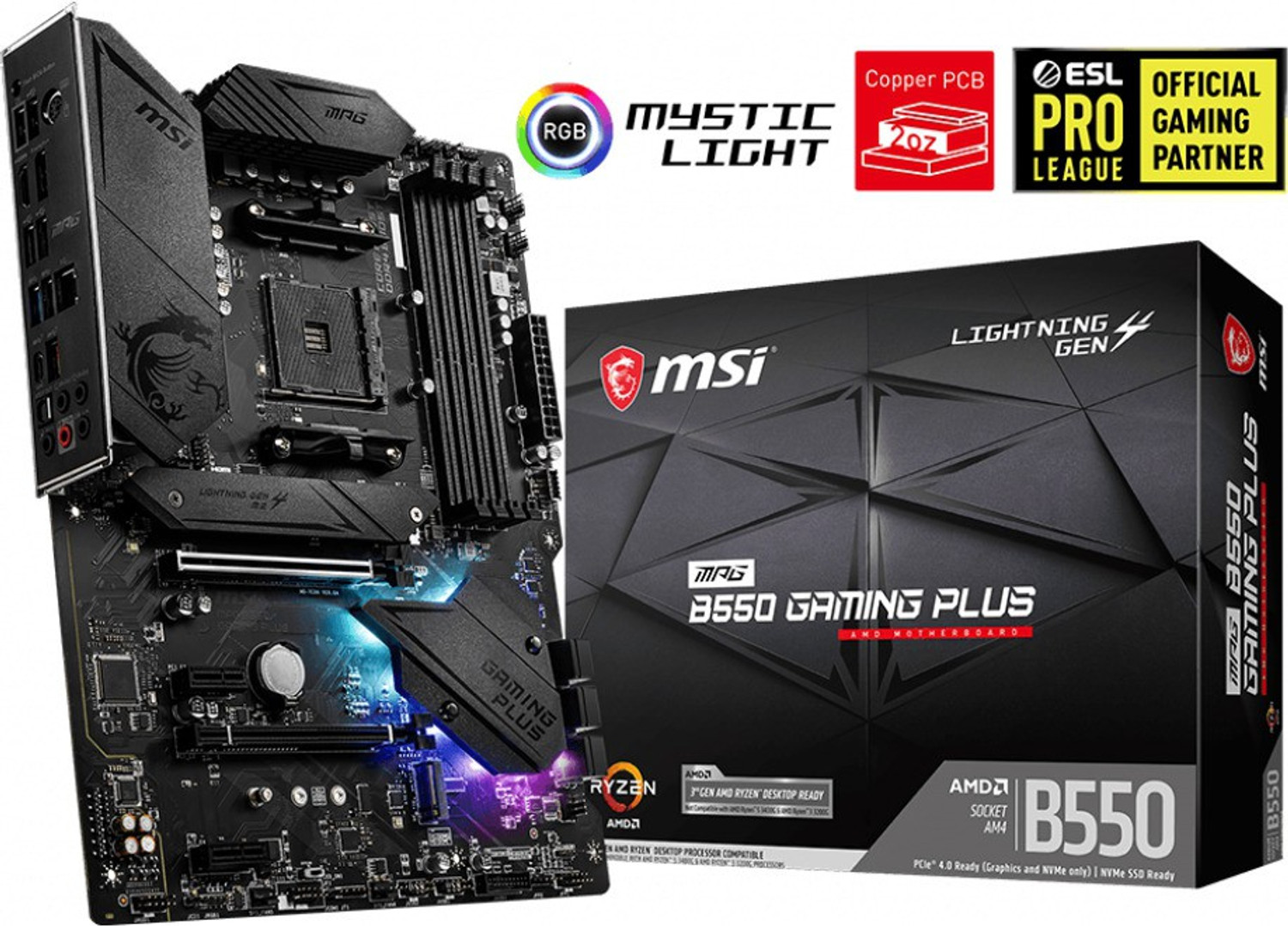Image of MSI MPG B550 GAMING PLUS ATX AM4 Gaming AM4Socket ATX AMD B450 Chipset DDR4 Motherboard for Desktop
