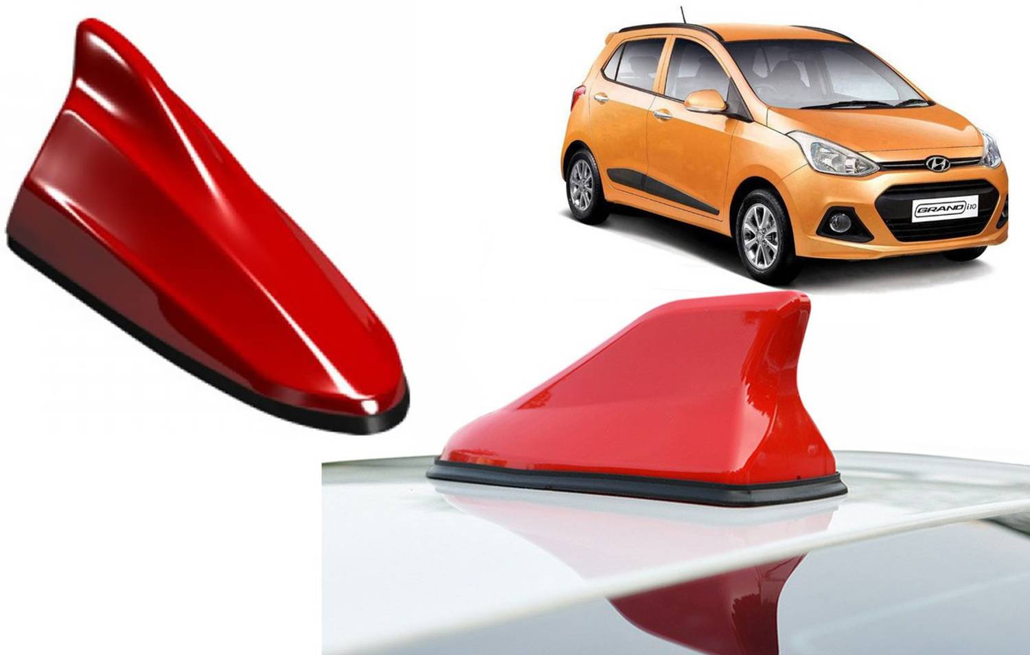 Auto Kite Red Shark Fin Replacement Signal (AM/FM)Receiver Antenna For I10 Grand Hidden Vehicle Antenna