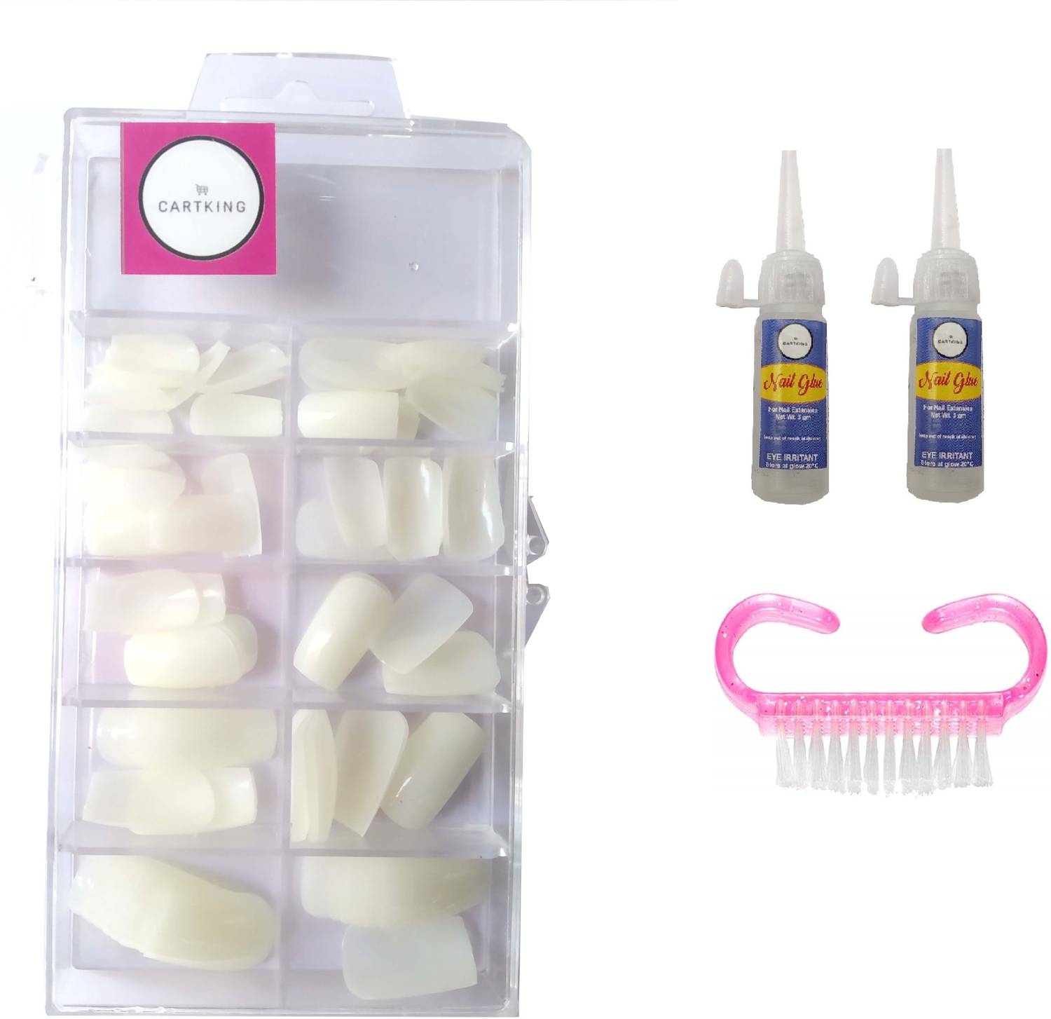 CartKing Artificial Reusable Nails Set With 2 Glue(3gm) and Brush Cleaner