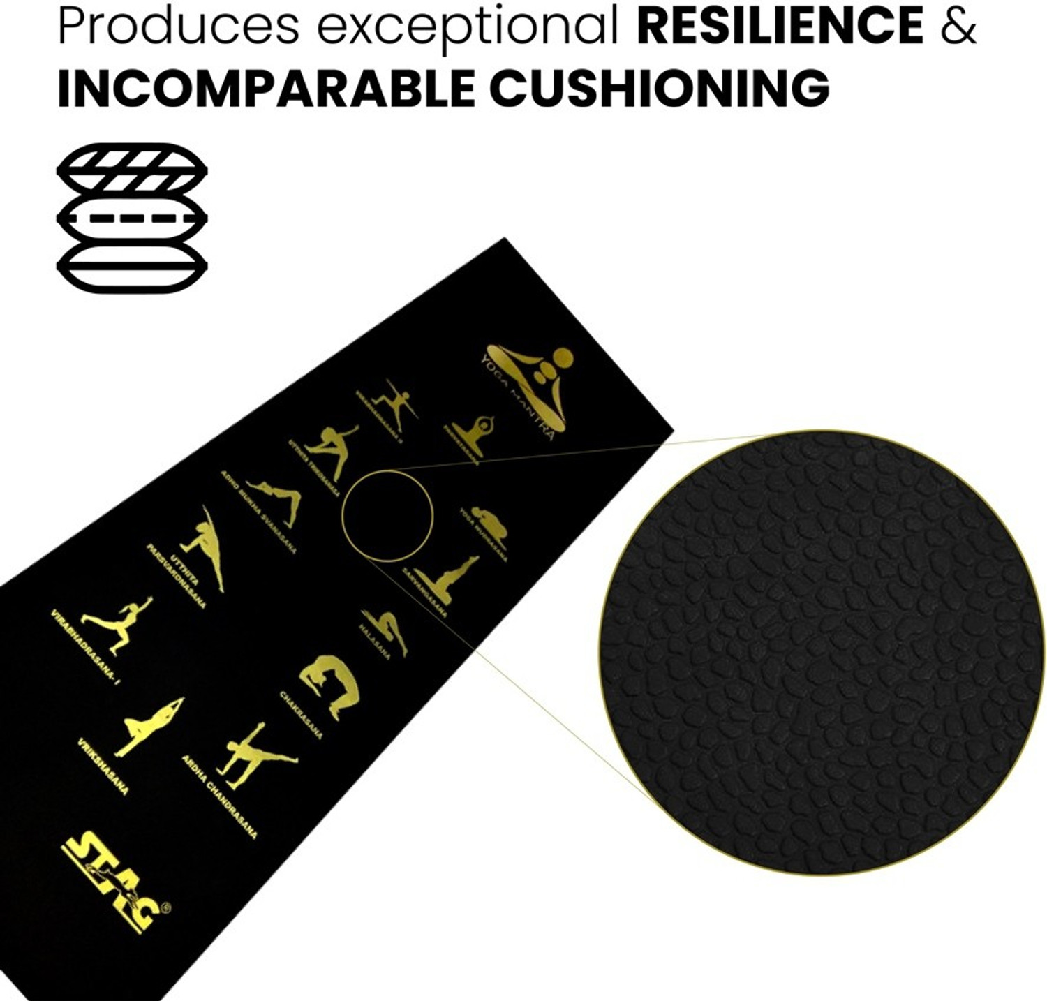 Image of STAG Yoga Mantra ASANA Black 8 mm Yoga Mat