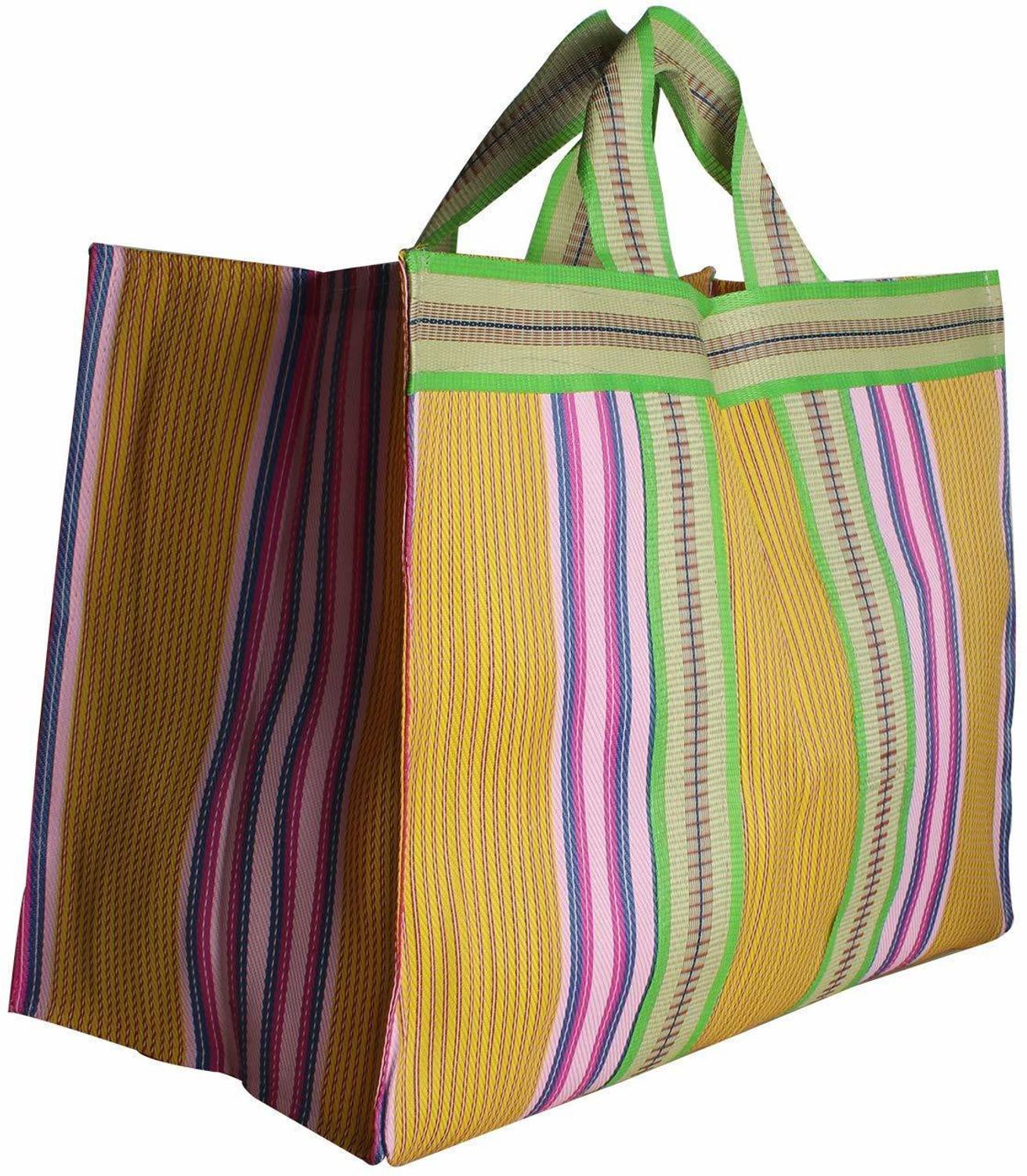 Bag2basic Heavy Nylon Shopping Bags for Market Milk, Grocery, Vegetable with Reinforced Handles - jhola - Kitchen Essential Grocery Bag
