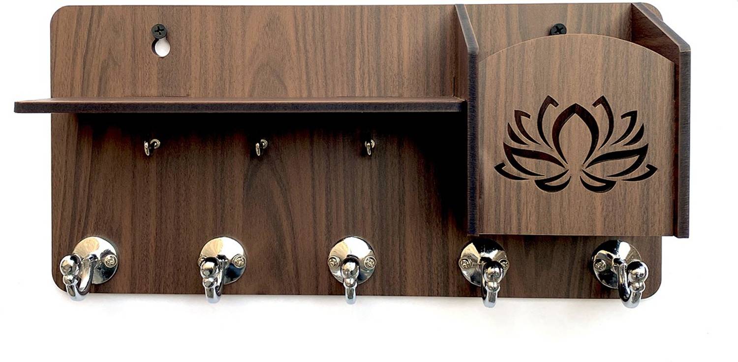 7CR 1 Shelf MH-Flwr(DB) 2020 Wood Key Holder