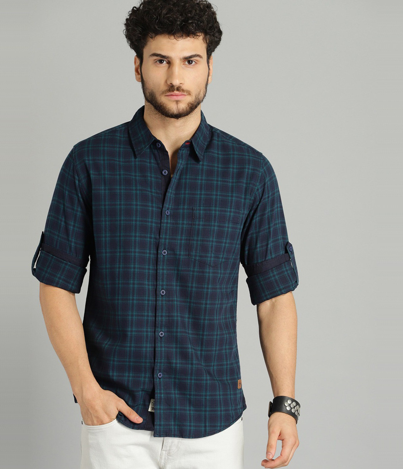 Image of Roadster Men Checkered Casual Multicolor Shirt