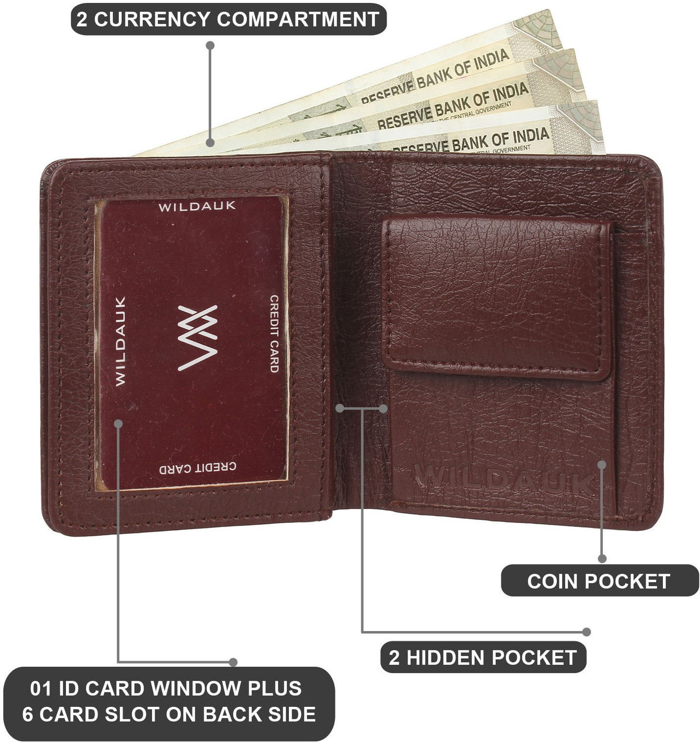 Image of WILDAUK Men Casual, Formal, Travel Brown Artificial Leather Wallet
