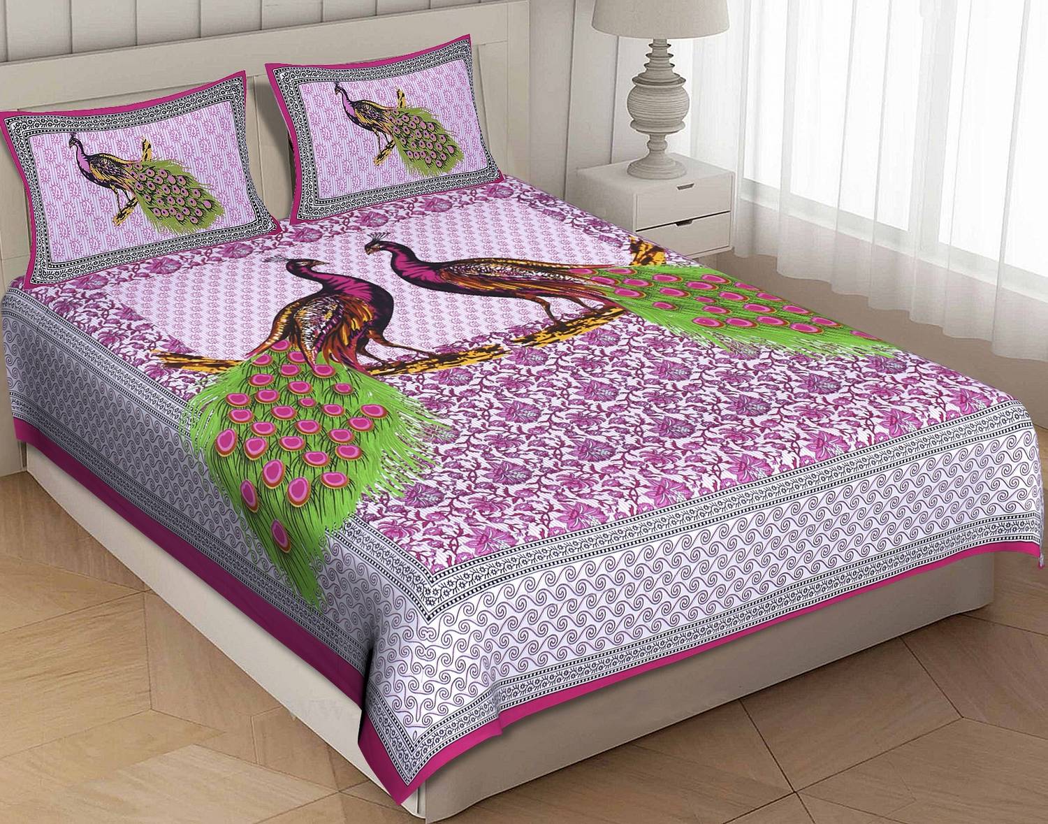 Buy fab Cotton King Flat 200 TC Animal 1 Bedsheet with 2 Pillow Covers