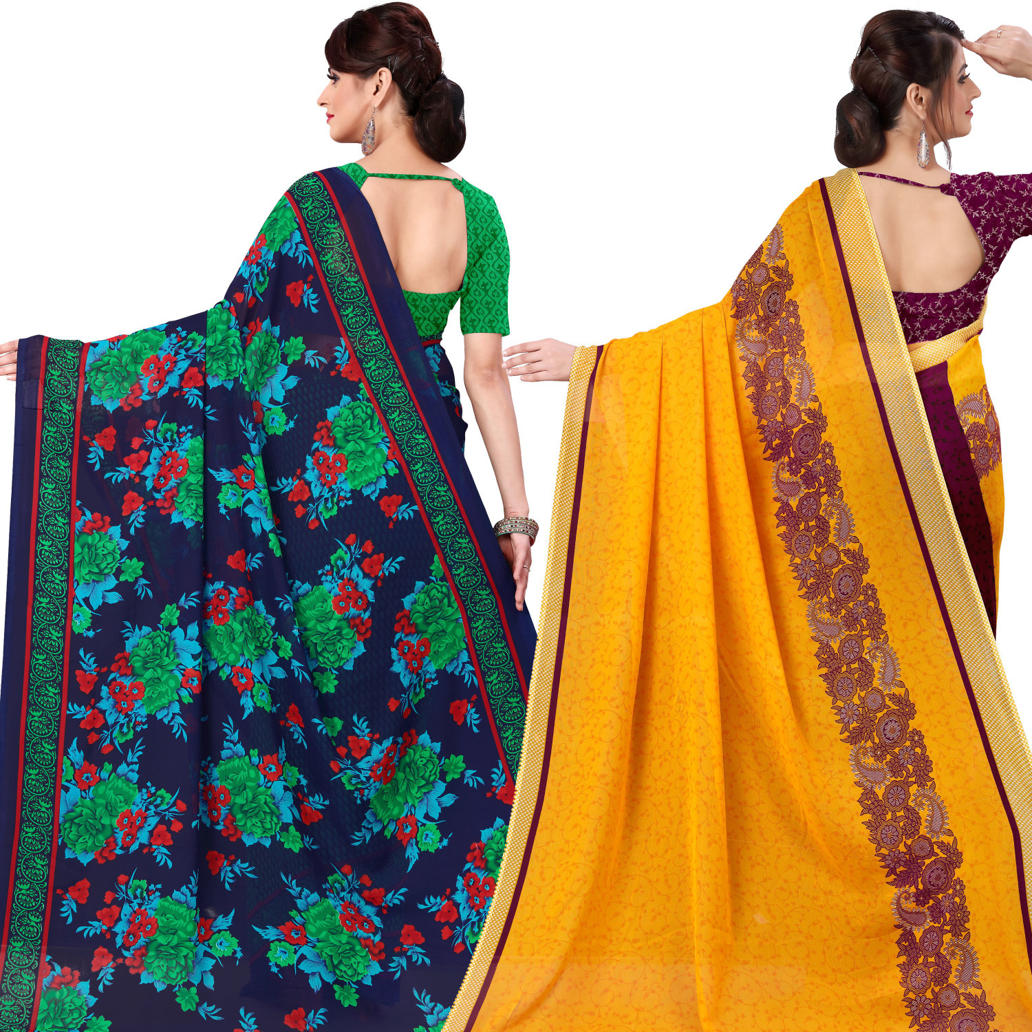 Image of ANAND Printed Daily Wear Georgette Saree