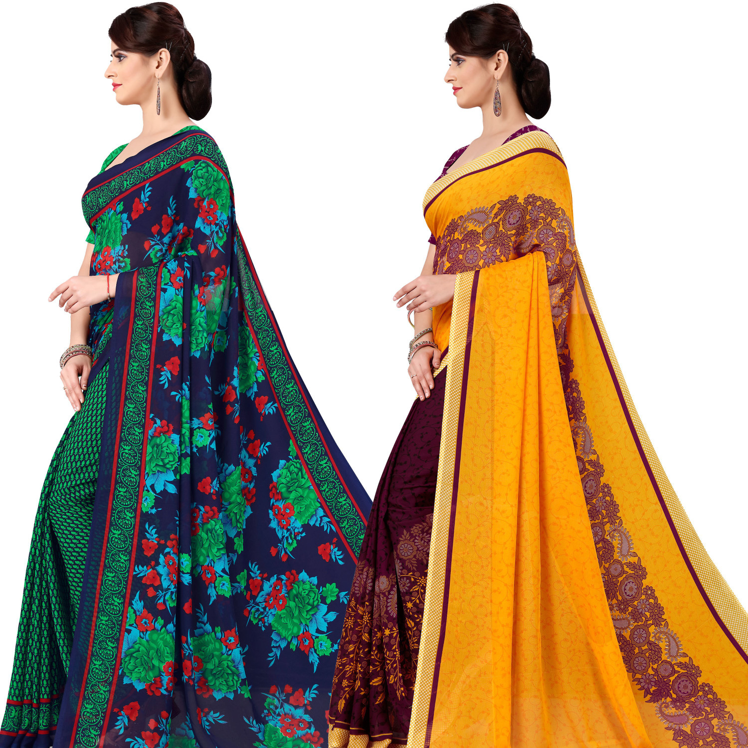 Image of ANAND Printed Daily Wear Georgette Saree