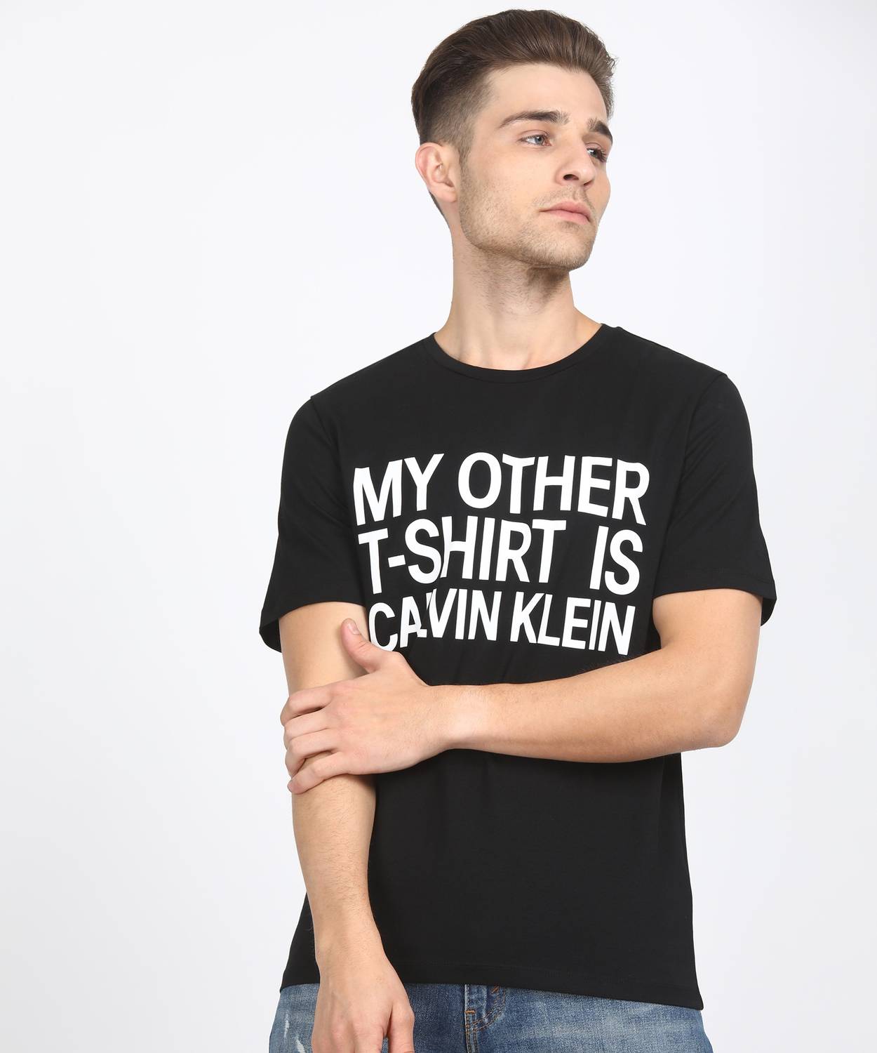 Calvin Klein Jeans Printed Men Round Neck Black T-Shirt
