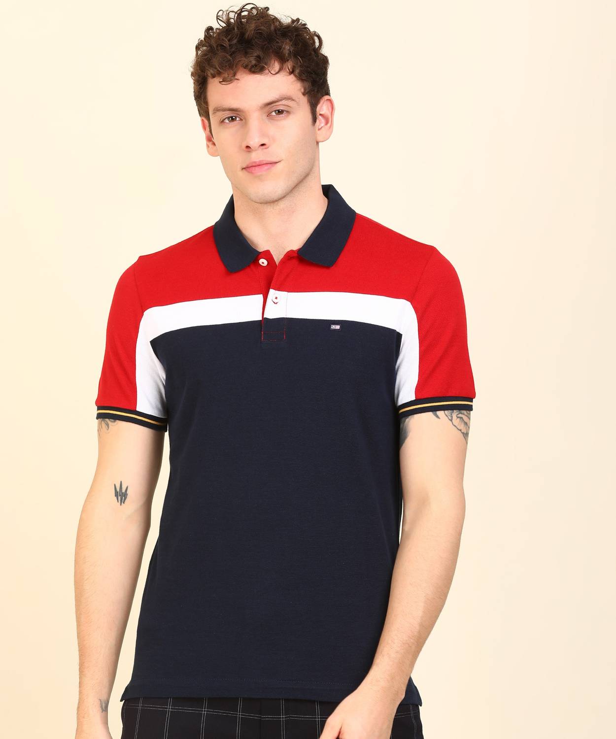 Arrow Sport Self Design Men Polo Neck Red T-Shirt