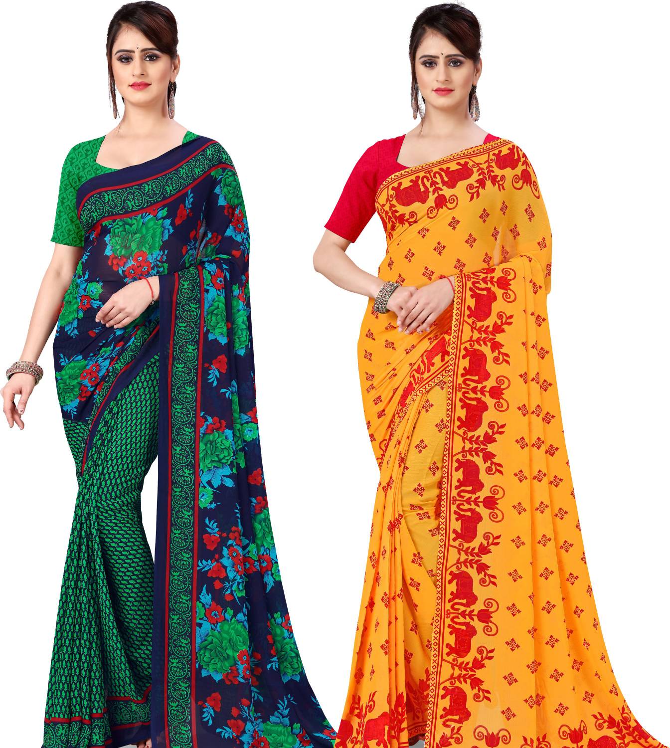 ANAND Printed Daily Wear Georgette Saree