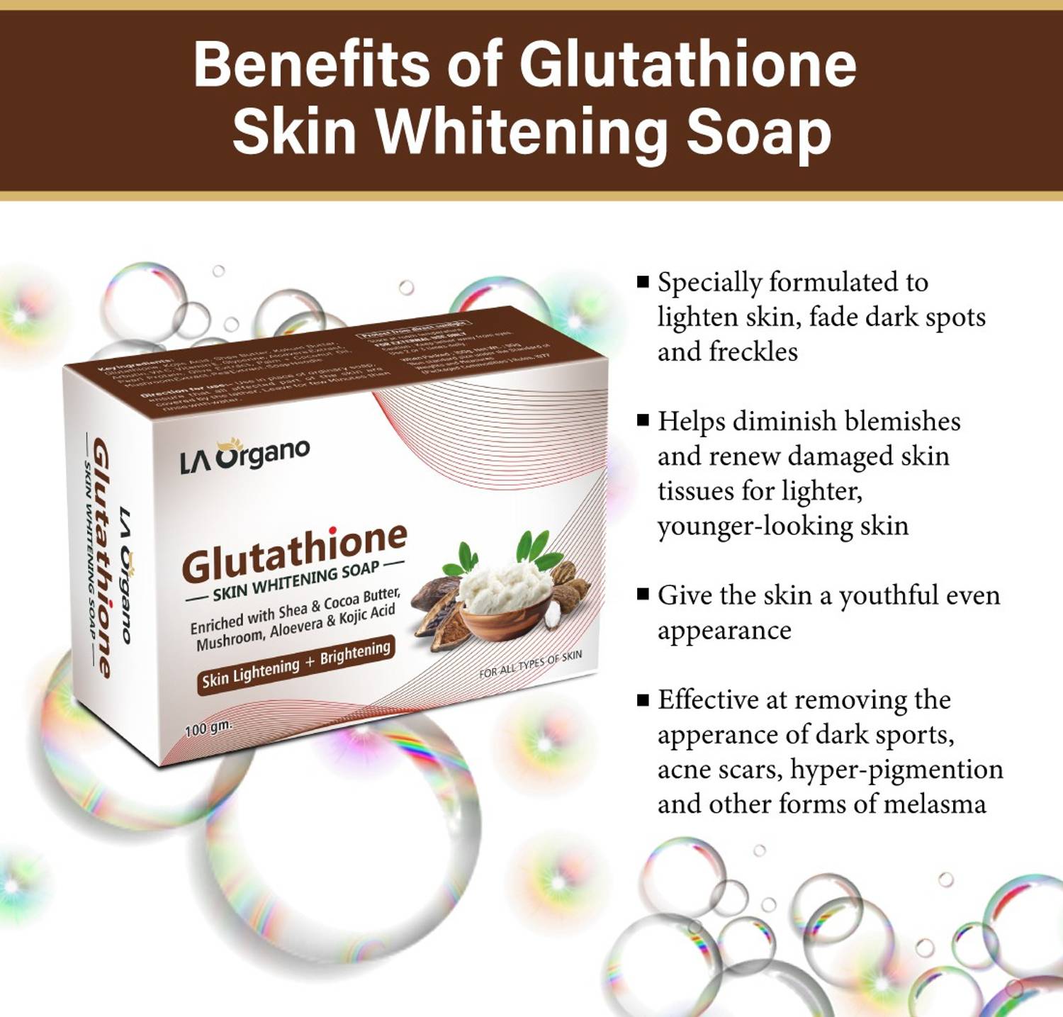 la organo glutathione skin whitening soap reviews LA Organo Glutathione Shea Cocoa Butter Skin Lightening & Brightening Soap  For All Skin Type-Pack of 2