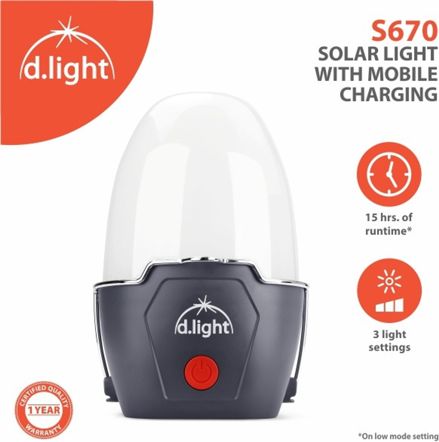 Image of d.light S670 solar light with mobile charging for indoor and outdoor Table Lamp