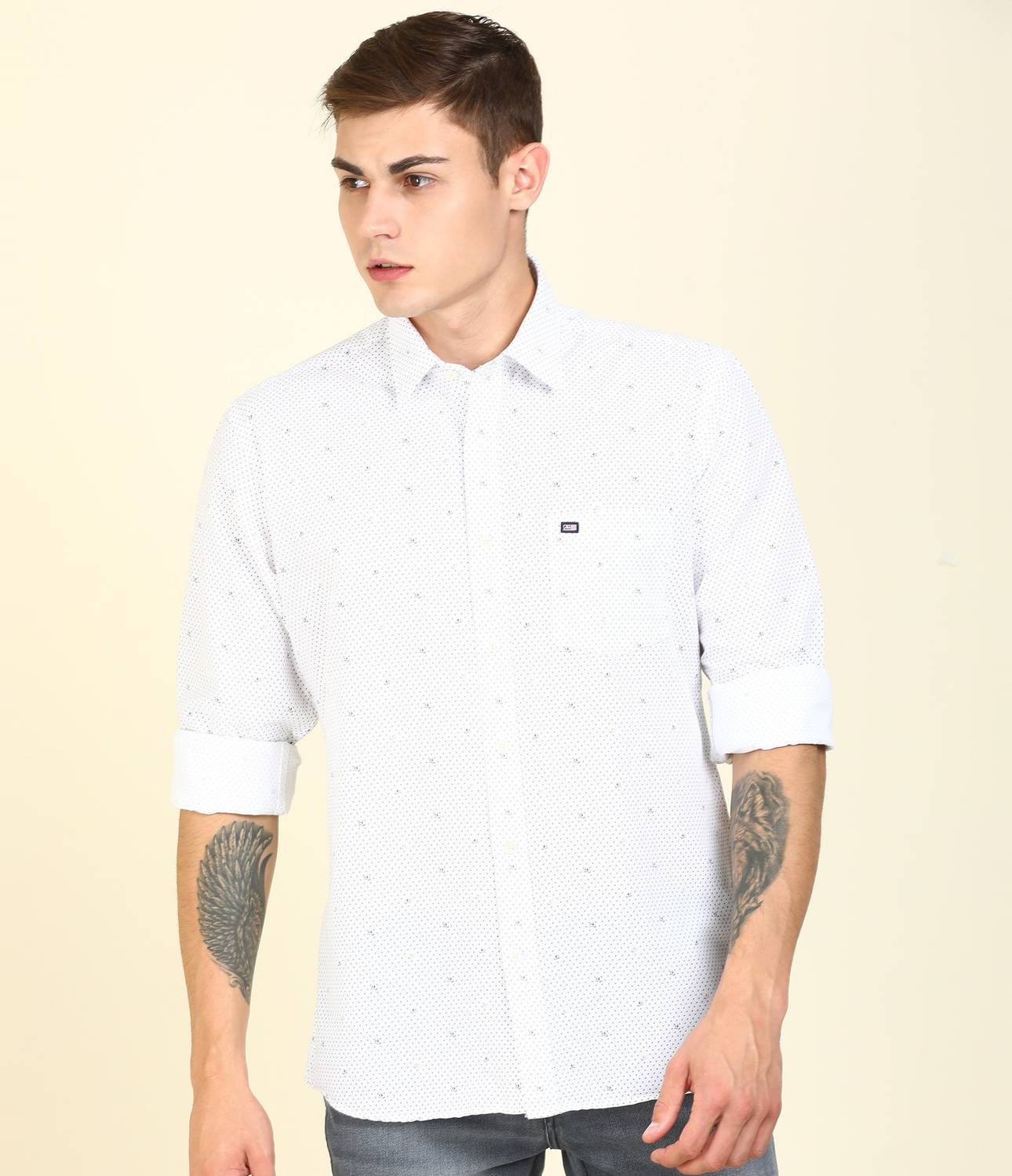 Arrow Sport Men Printed Casual White Shirt