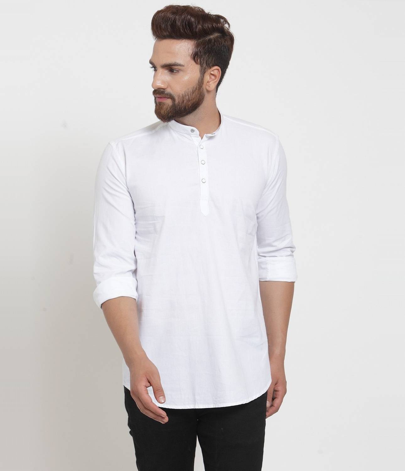 A-Okay Men Slim Fit Solid Mandarin Collar Casual Shirt