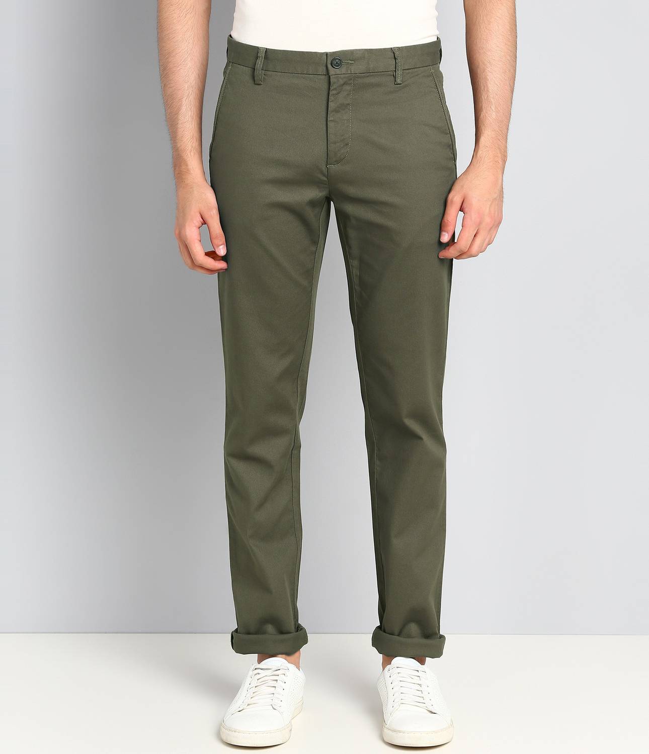Arrow Sport Slim Fit Men Green Trousers