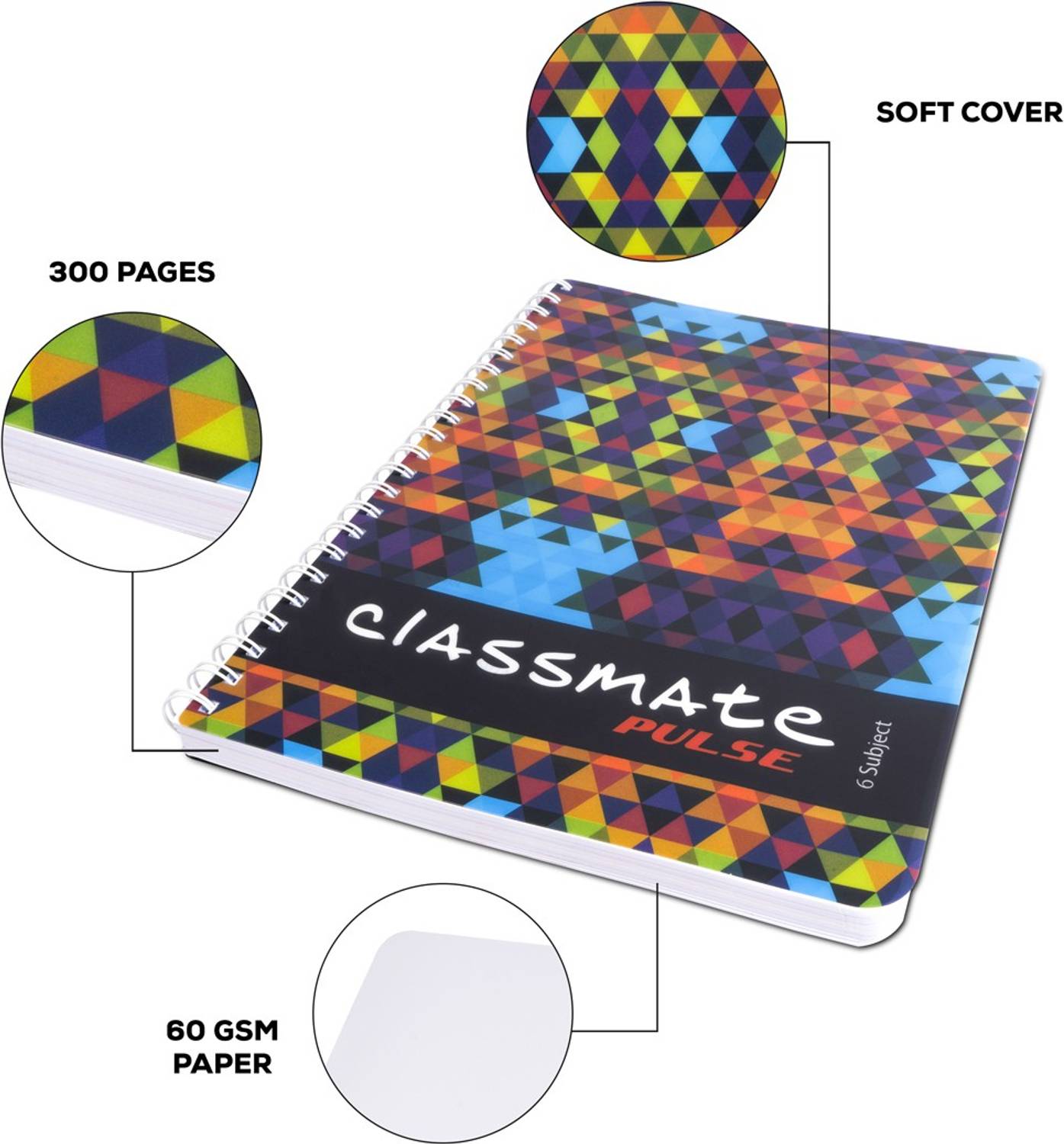 Classmate Pulse A4 Notebook Unruled 300 Pages Multicolor - Image 3