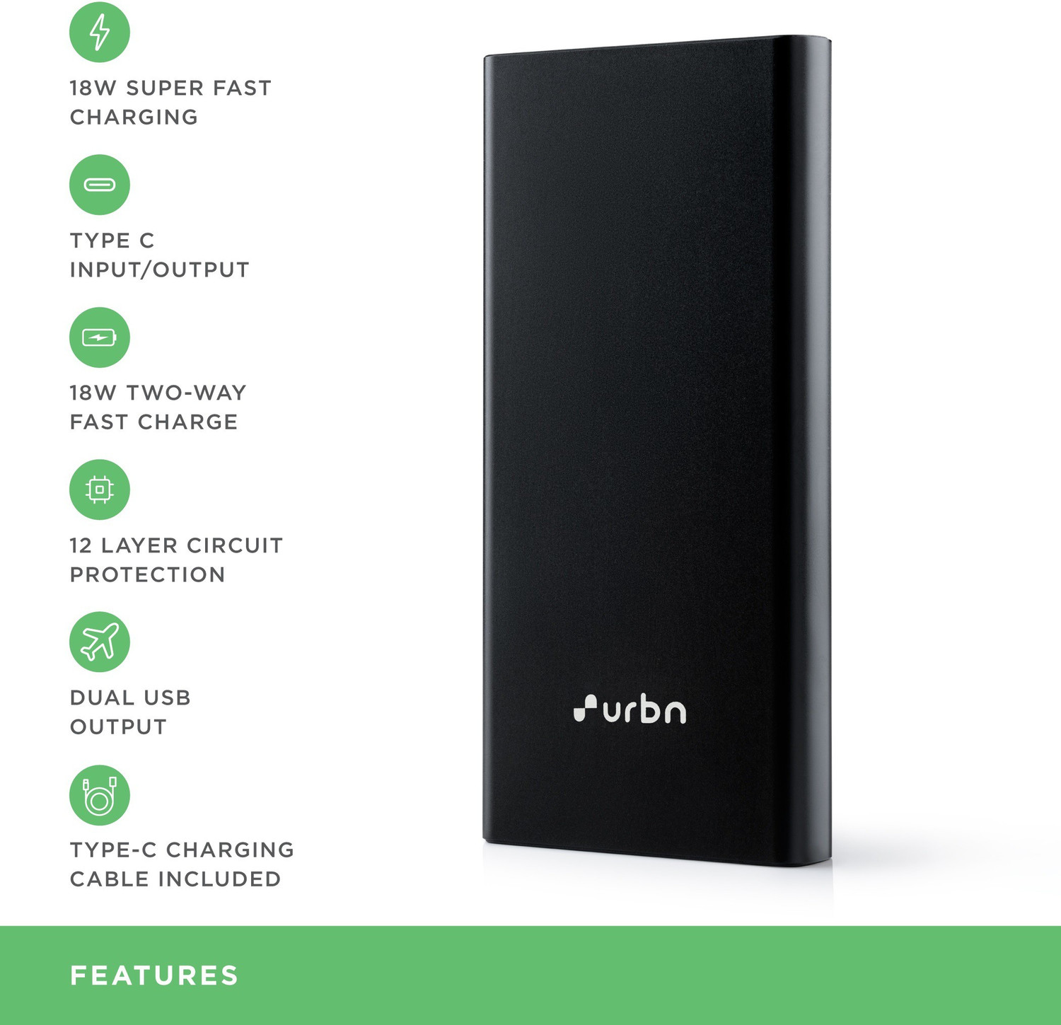 Image of URBN 10000 mAh 18 W Power Bank