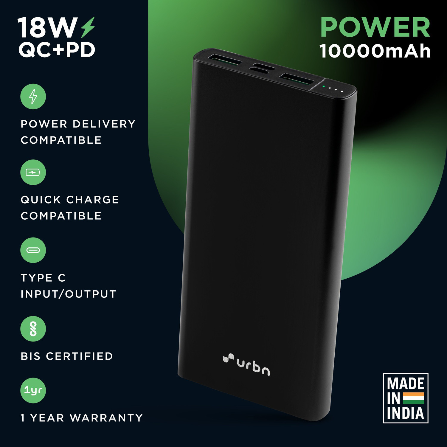 Image of URBN 10000 mAh 18 W Power Bank