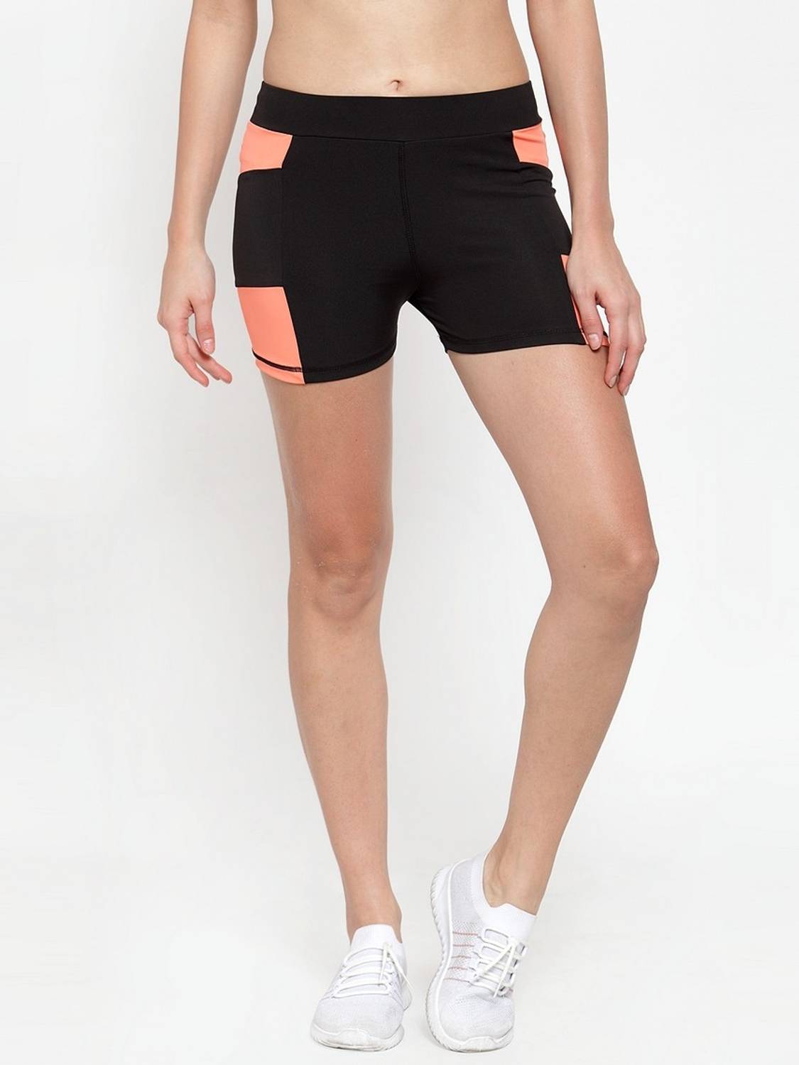 Boston Club Solid Women Black, Orange Sports Shorts