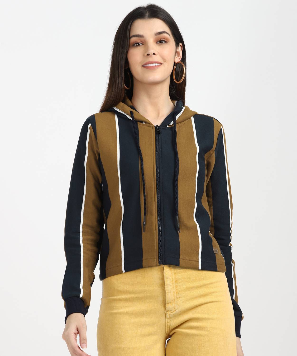 CAMPUS SUTRA Full Sleeve Striped Women Sweatshirt