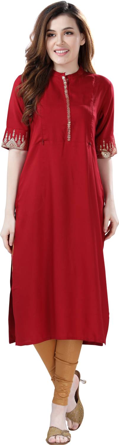 AV2 Women Solid Straight Kurta