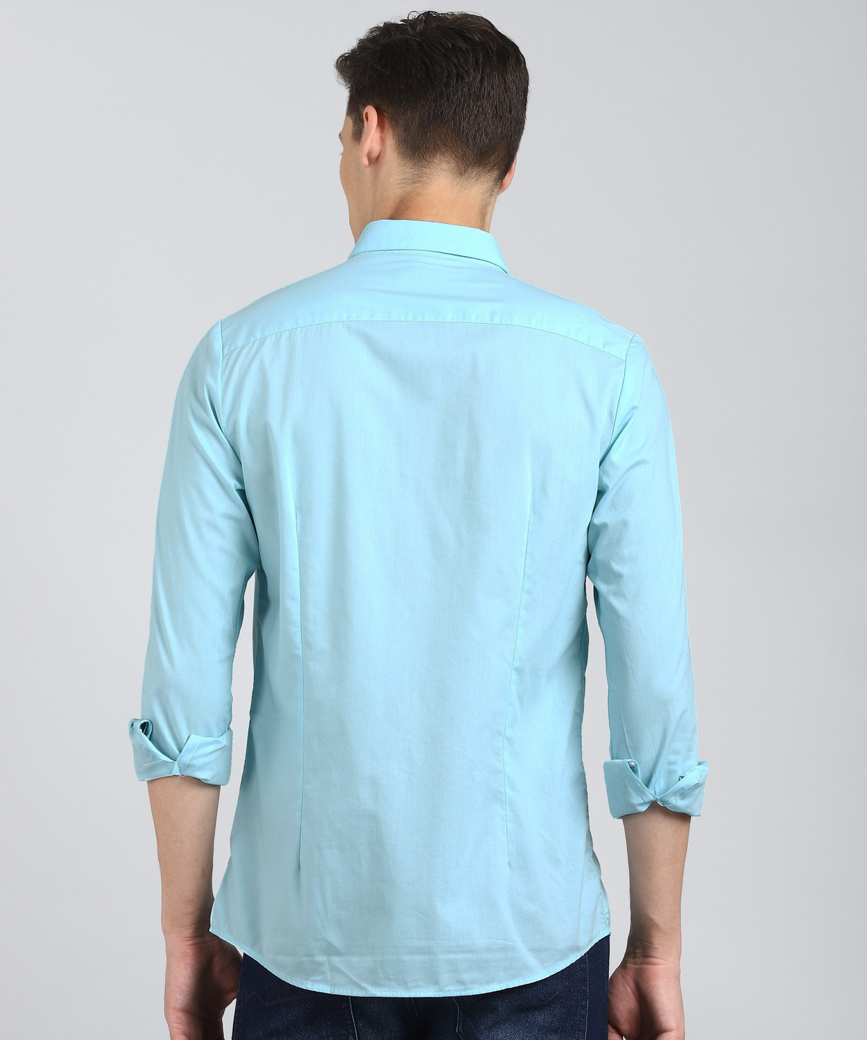 Image of Allen Solly Men Solid Casual Blue Shirt