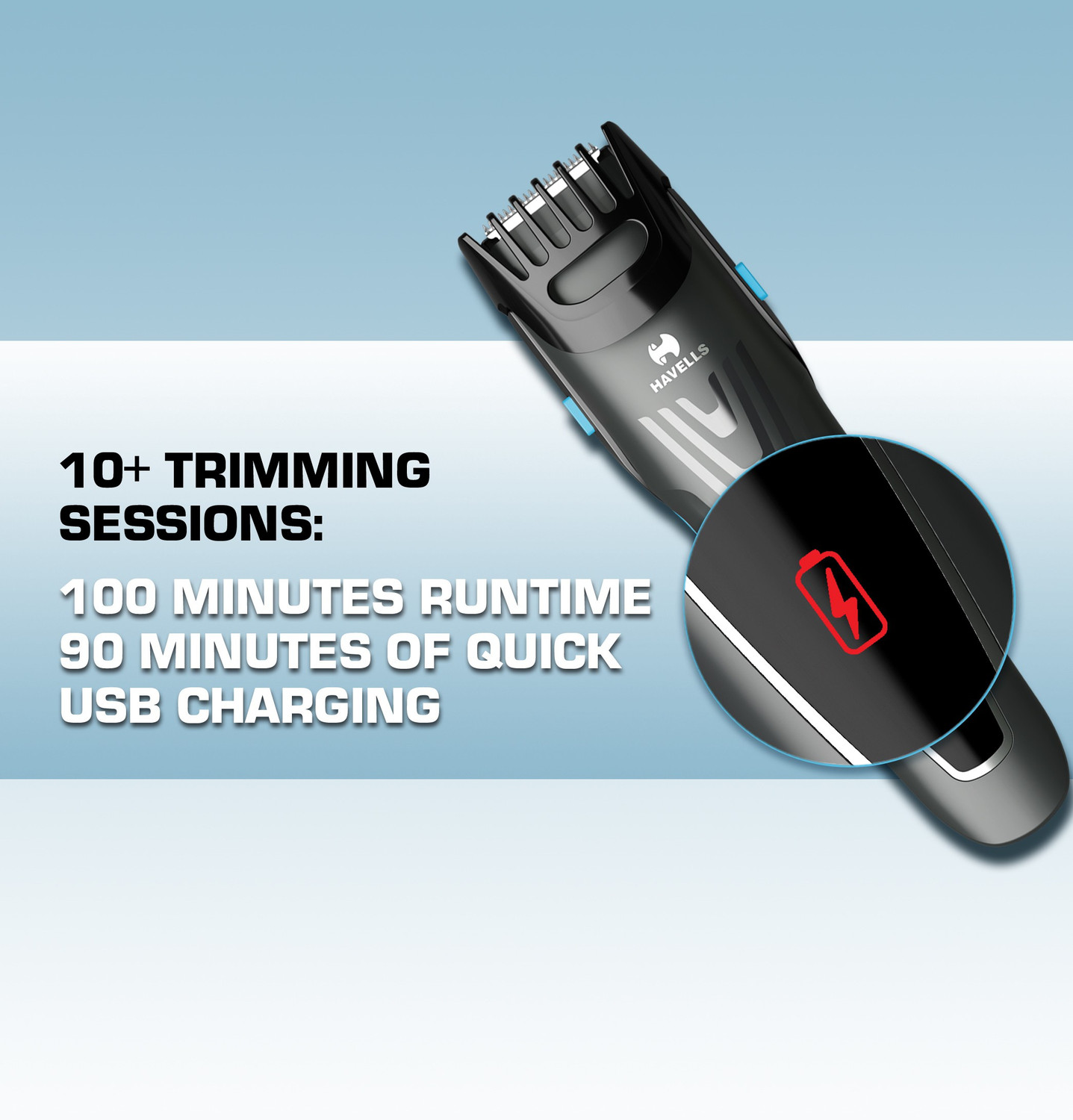 Image of HAVELLS BT5301 Trimmer 100 min Runtime 20 Length Settings