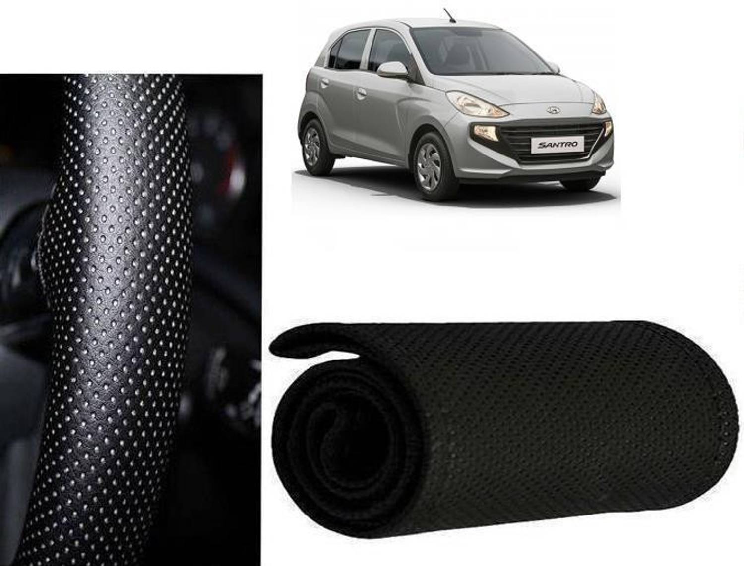arneja trading company Hand Stiched Steering Cover For Hyundai Santro