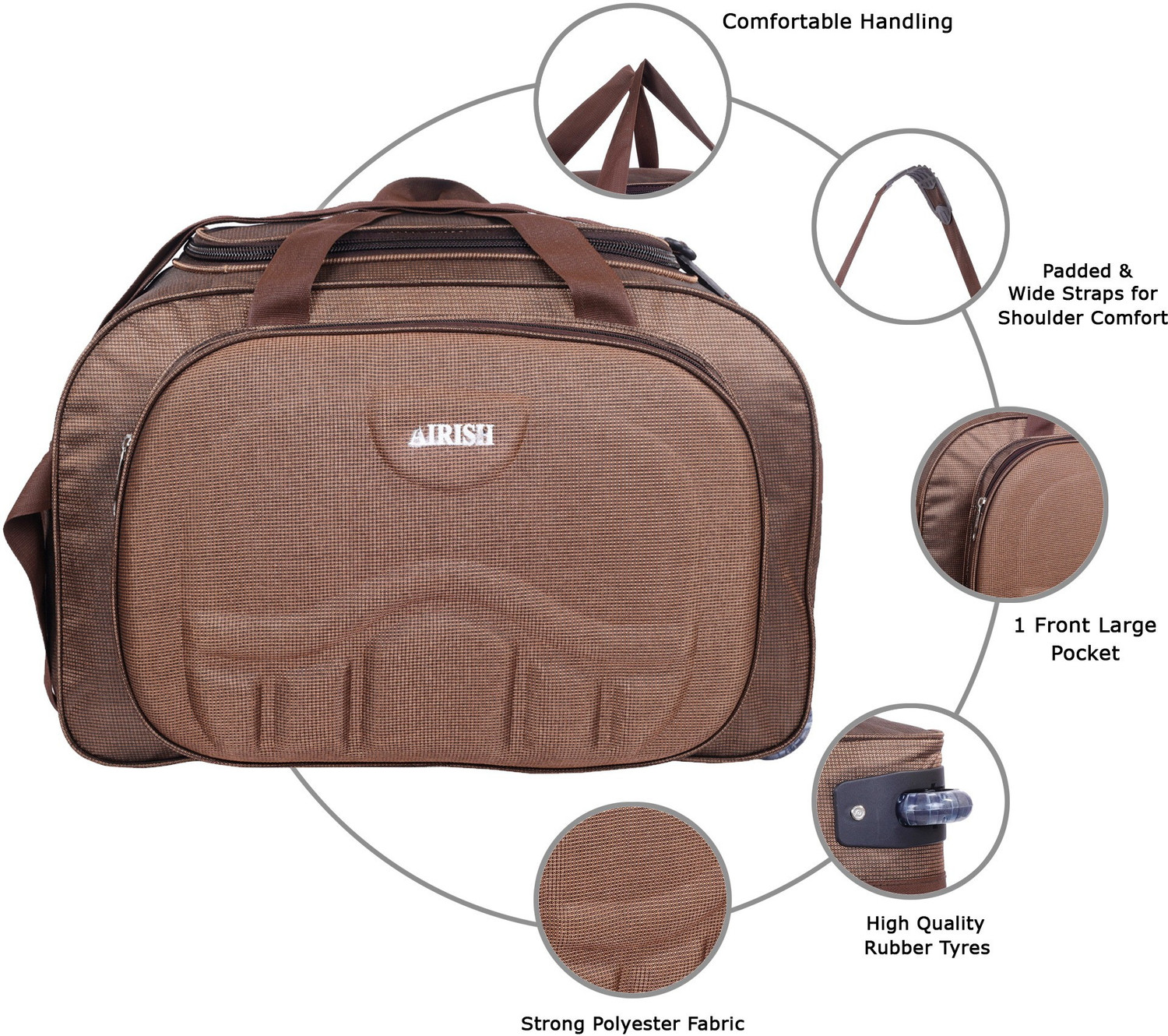 Image of Airish (Expandable) Expandable) Waterproof Polyester Lightweight 50 L Luggage Travel Duffel Bag with 2 Wheels Travel Duffel Bag Duffel With Wheels (Strolley)