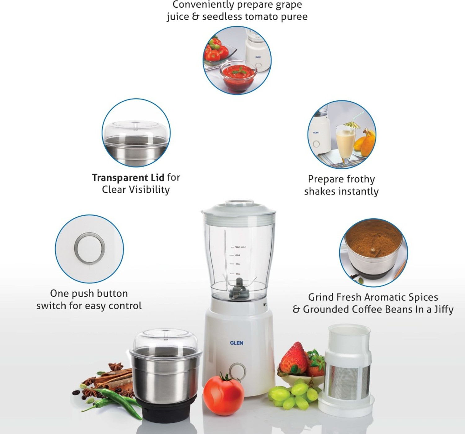 Image of Glen Mini Blender & Grinder 350 W Mixer Grinder