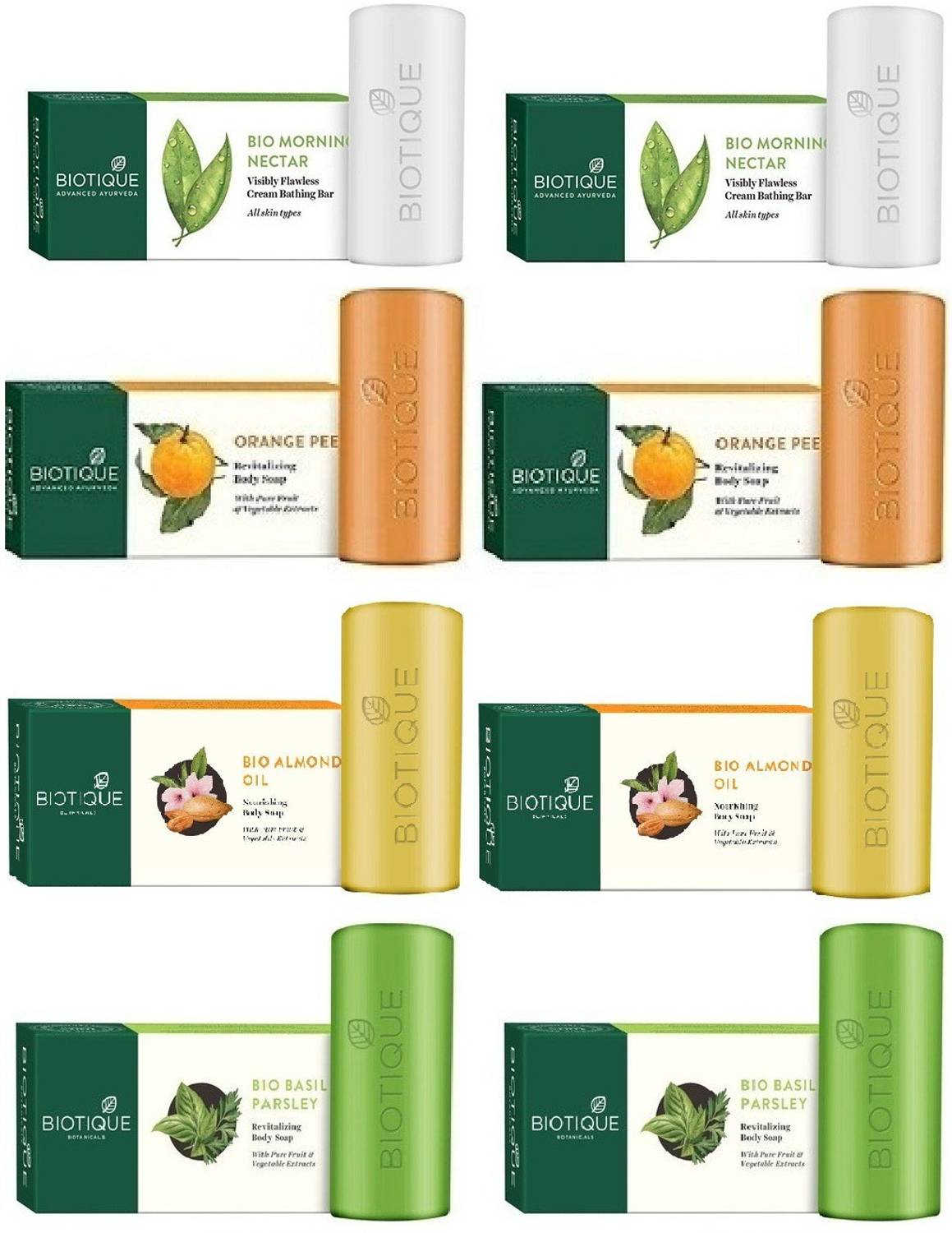 BIOTIQUE Pack of 8 Bio Soap Combo 2 Bio Morning Nectar+ 2 Bio