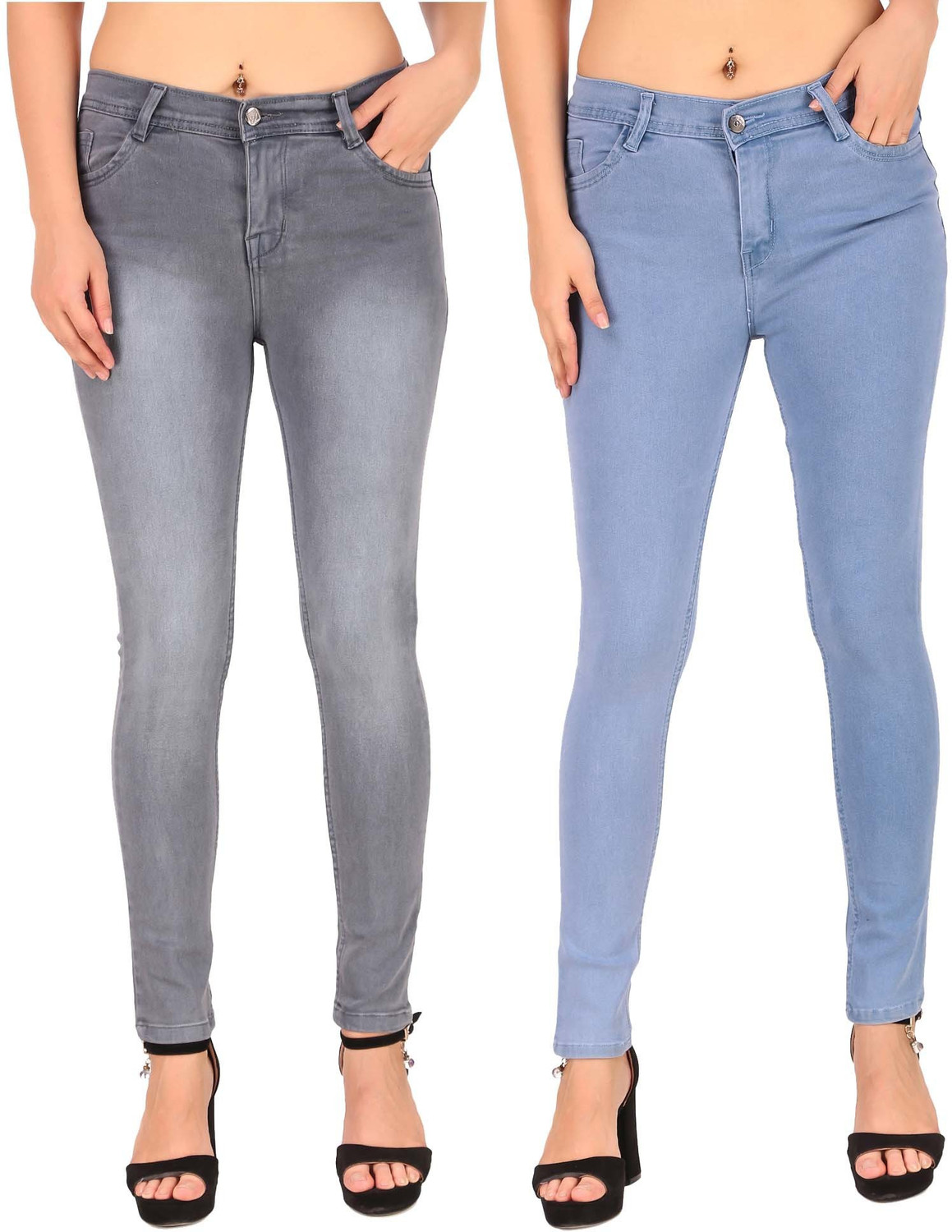 Image of SAVITA FASHION WEAR Boyfriend Women Grey, Light Blue Jeans