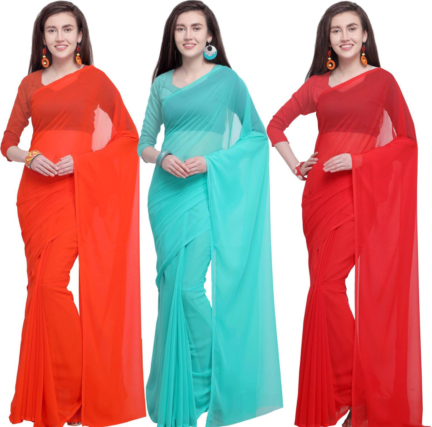 ANAND Dyed, Solid/Plain Daily Wear Georgette Saree