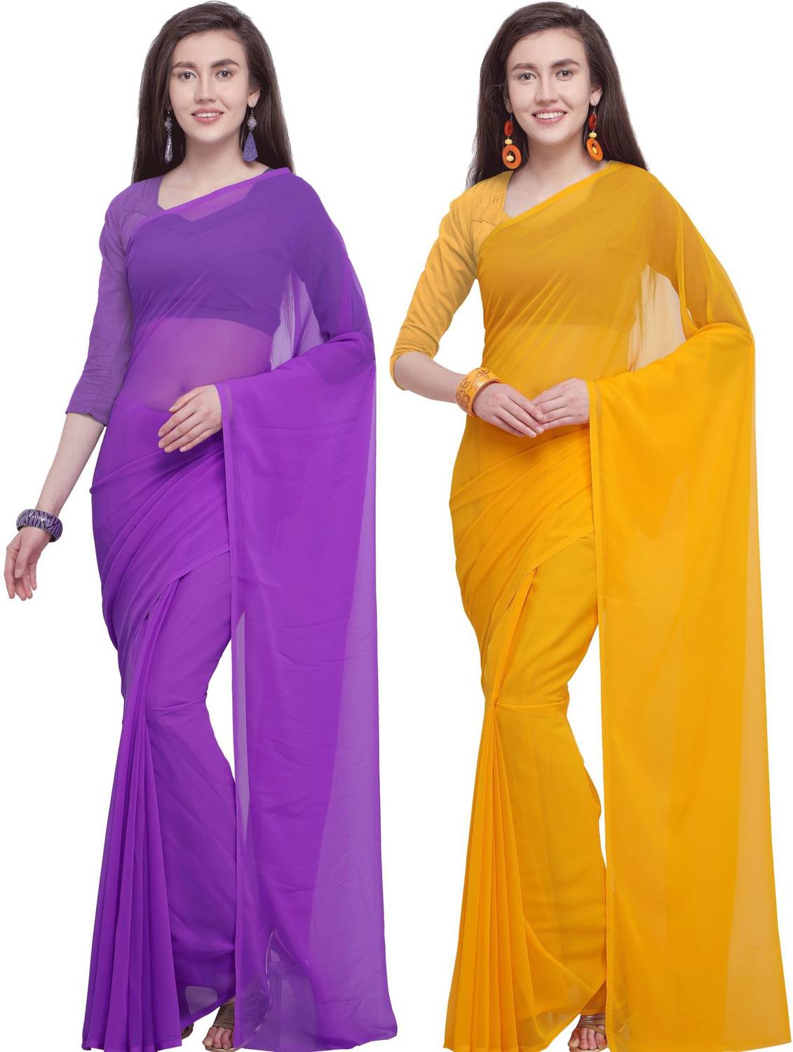 ANAND Dyed, Solid/Plain Daily Wear Georgette Saree