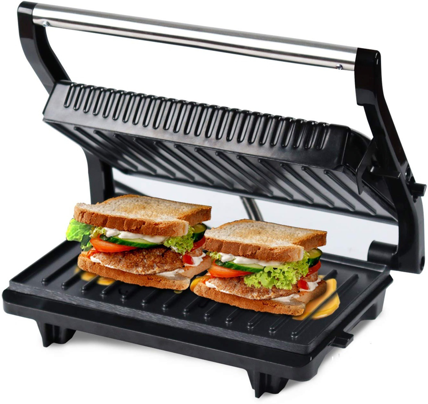 Image of NOEVAA GRILL BIG SIZE Nova 2 Slice Panni Grill Sandwich Maker Grill, Toast (Black) 230 W Pop Up Toaster