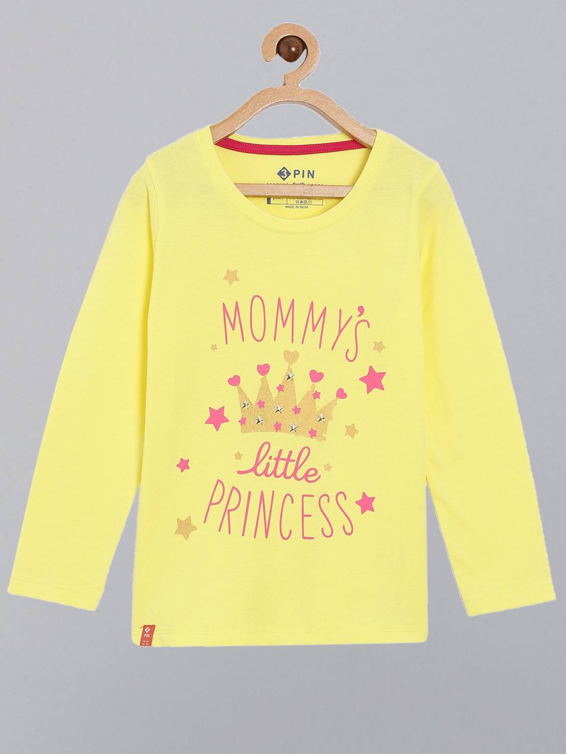 3Pin Girls Typography, Printed Pure Cotton Regular T Shirt
